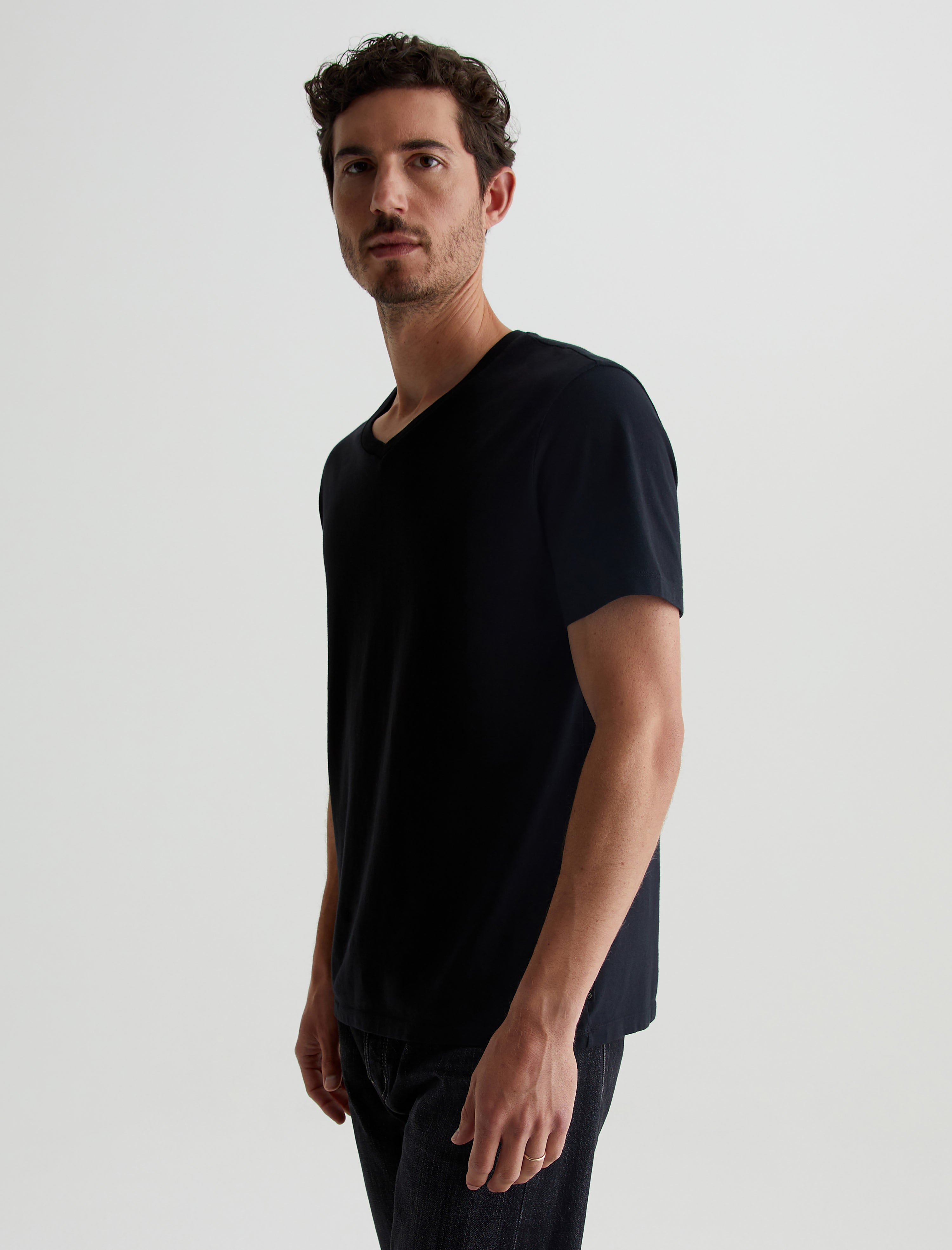 Bryce Vee True Black Classic Vee Neck T-Shirt Men Top Photo 6