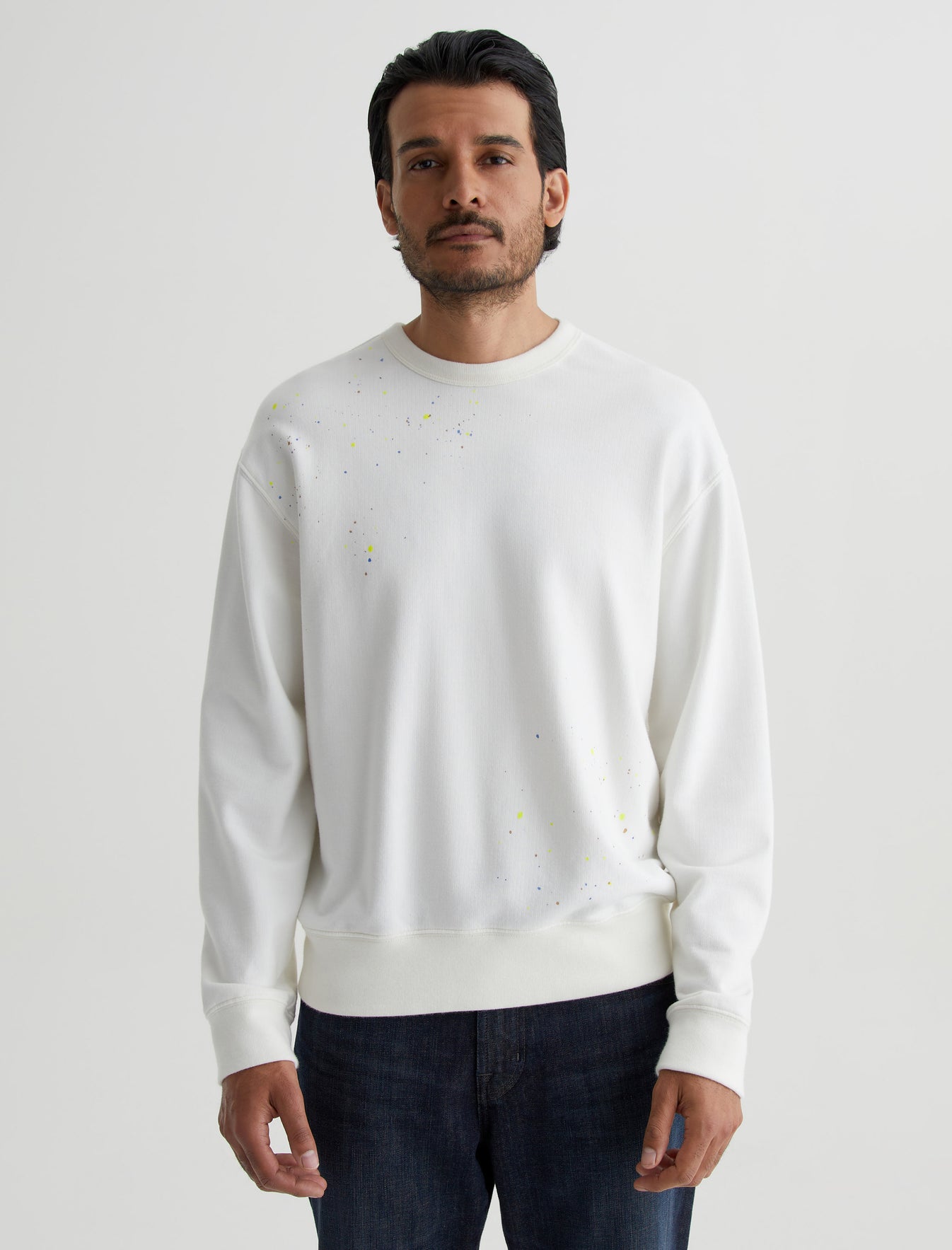 Arc Crew Stone Dot White Multi Relaxed Fit Crew Neck Sweatshirt Mens Top Photo 1
