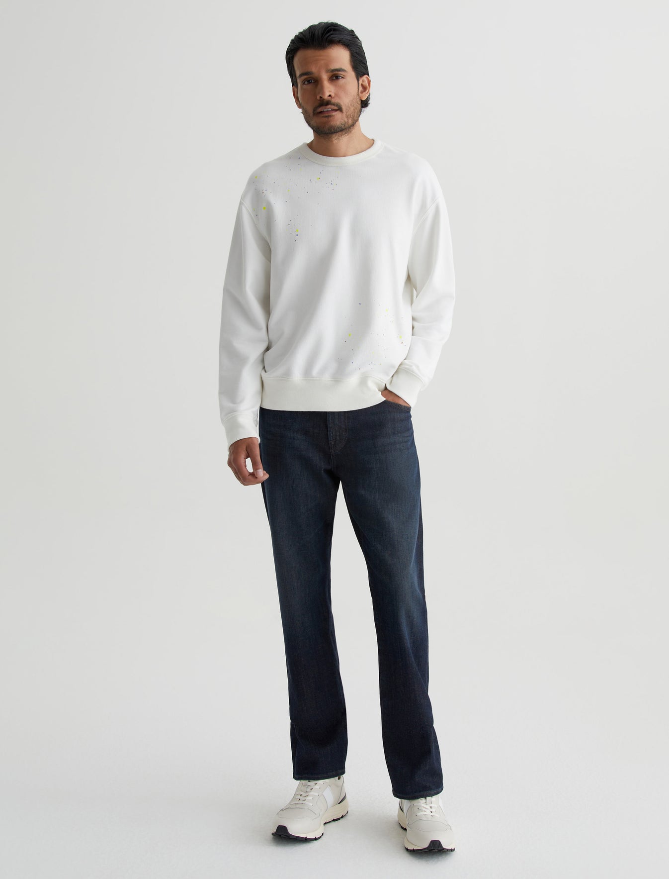Arc Crew Stone Dot White Multi Relaxed Fit Crew Neck Sweatshirt Mens Top Photo 2
