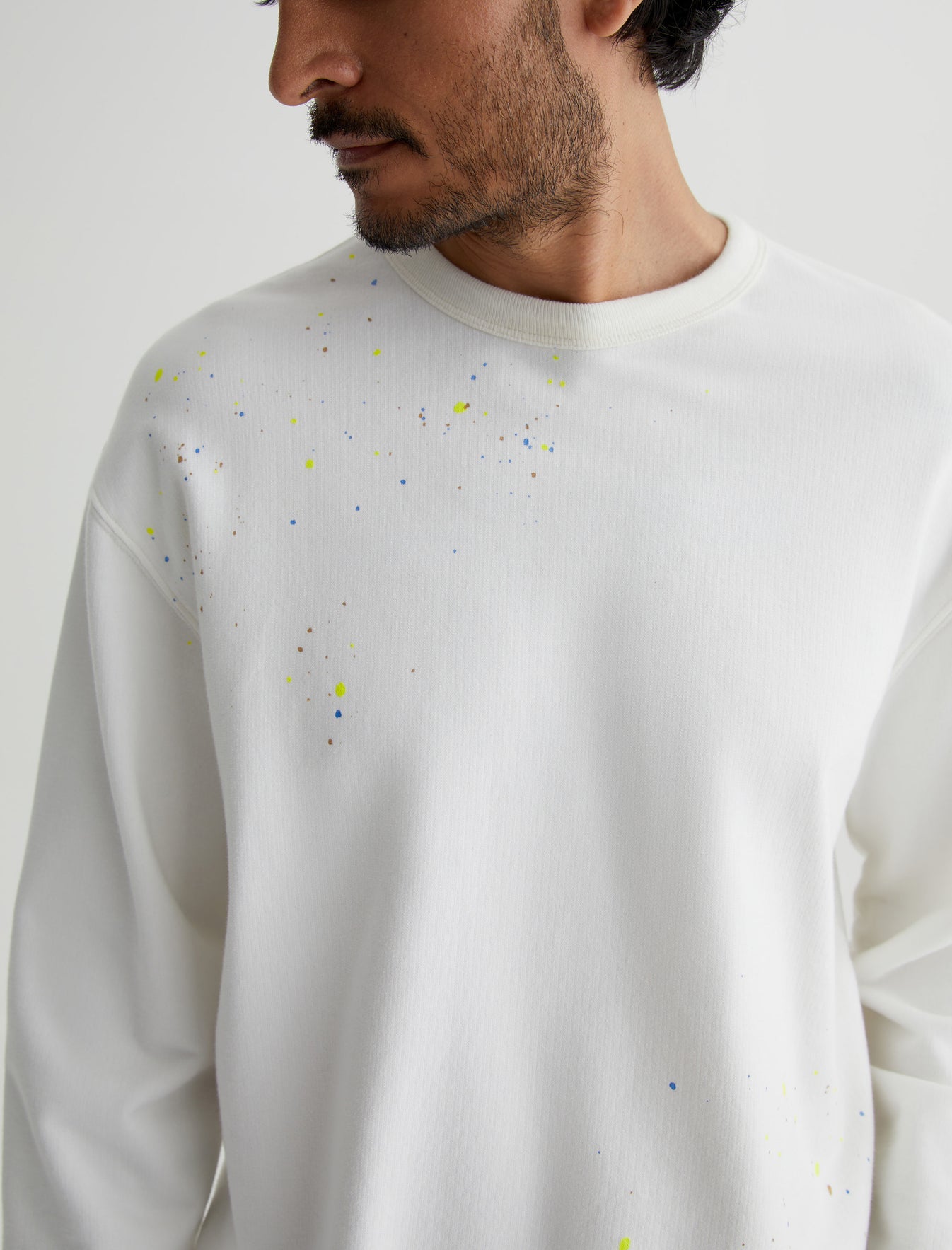 Arc Crew Stone Dot White Multi Relaxed Fit Crew Neck Sweatshirt Mens Top Photo 3