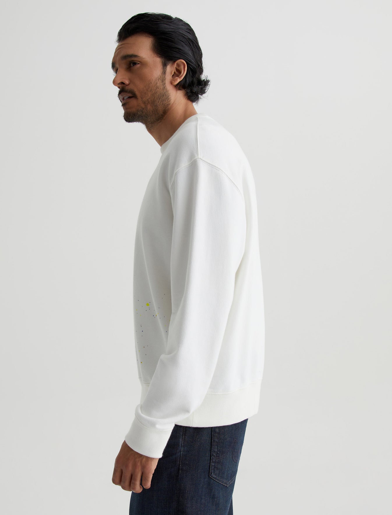 Arc Crew Stone Dot White Multi Relaxed Fit Crew Neck Sweatshirt Mens Top Photo 5