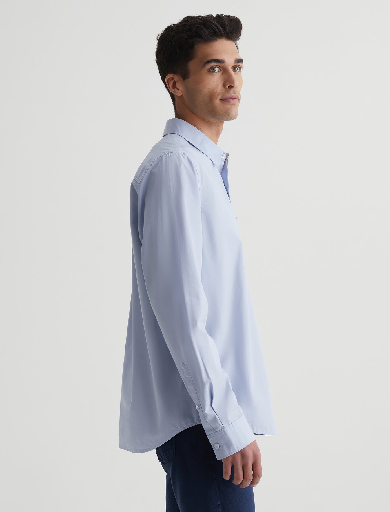 Aiden Shirt Blue Whisper Classic Long Sleeve Button-Up Shirt Men Top Photo 2