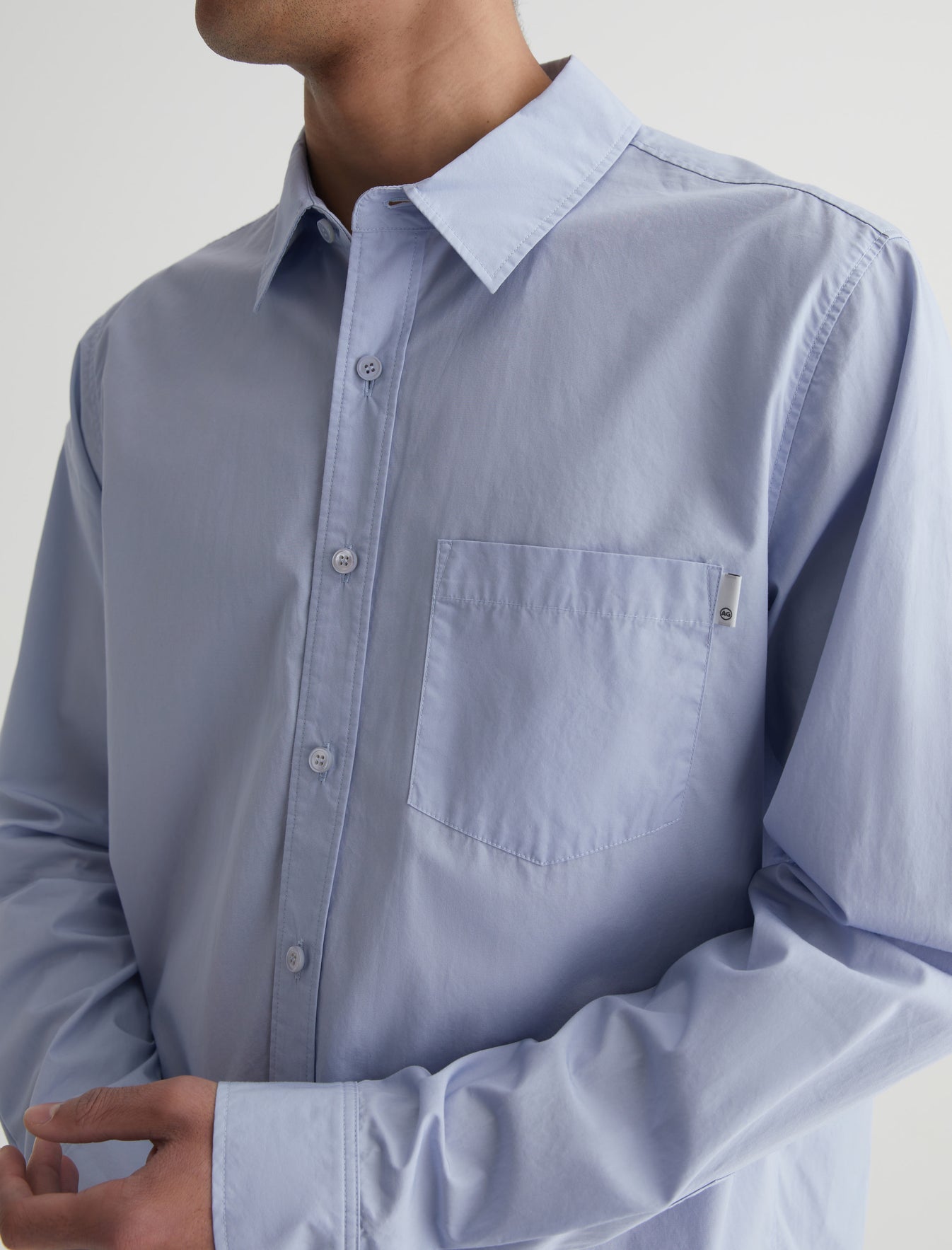 Aiden Shirt Blue Whisper Classic Long Sleeve Button-Up Shirt Men Top Photo 3