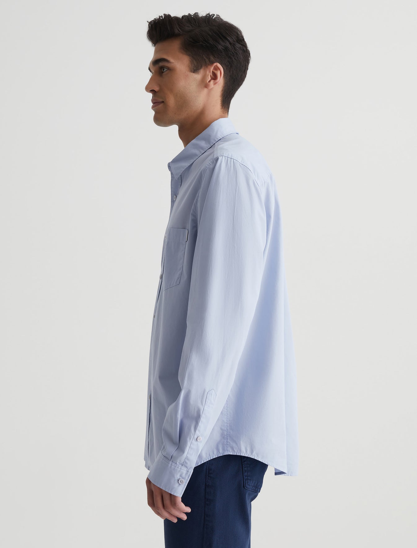 Aiden Shirt Blue Whisper Classic Long Sleeve Button-Up Shirt Men Top Photo 5