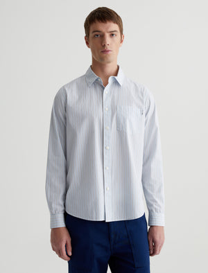 Aiden Shirt Gallery Stripe Blue Multi Classic Fit Long Sleeve Button-Up Shirt Men Top Photo 1