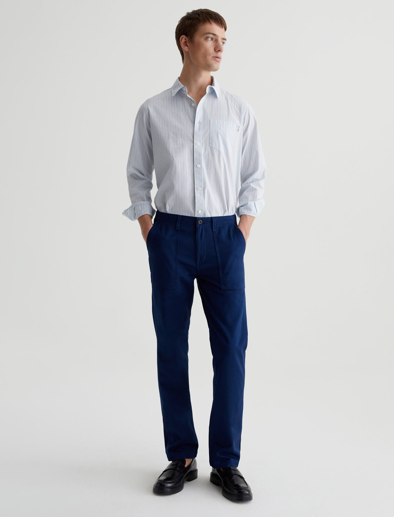 Aiden Shirt Gallery Stripe Blue Multi Classic Fit Long Sleeve Button-Up Shirt Men Top Photo 4