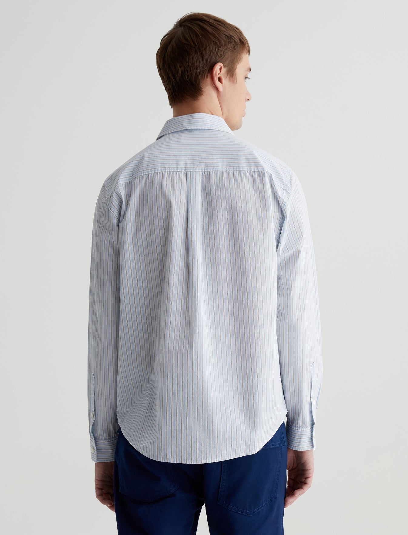 Aiden Shirt Gallery Stripe Blue Multi Classic Fit Long Sleeve Button-Up Shirt Men Top Photo 6