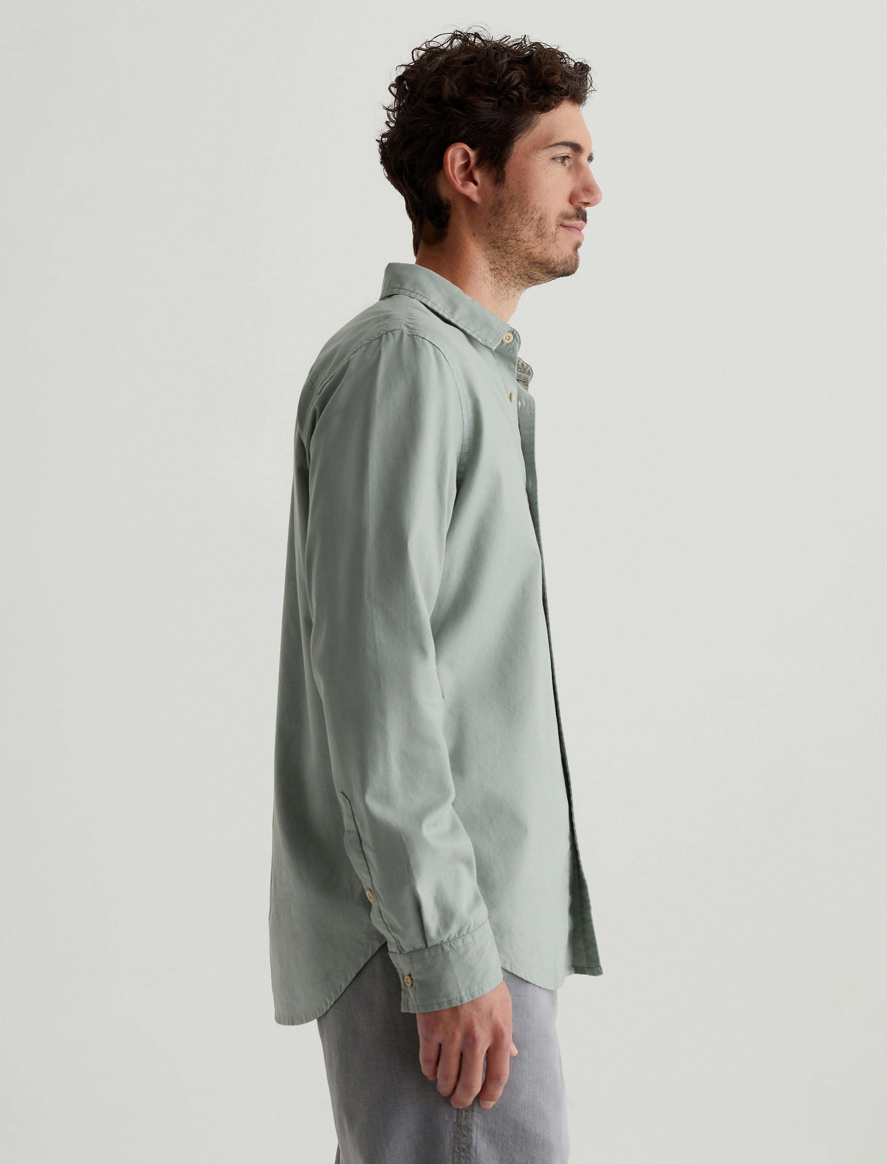Aiden Shirt Matcha Latte Classic Button Up Shirt Men Top Photo 3