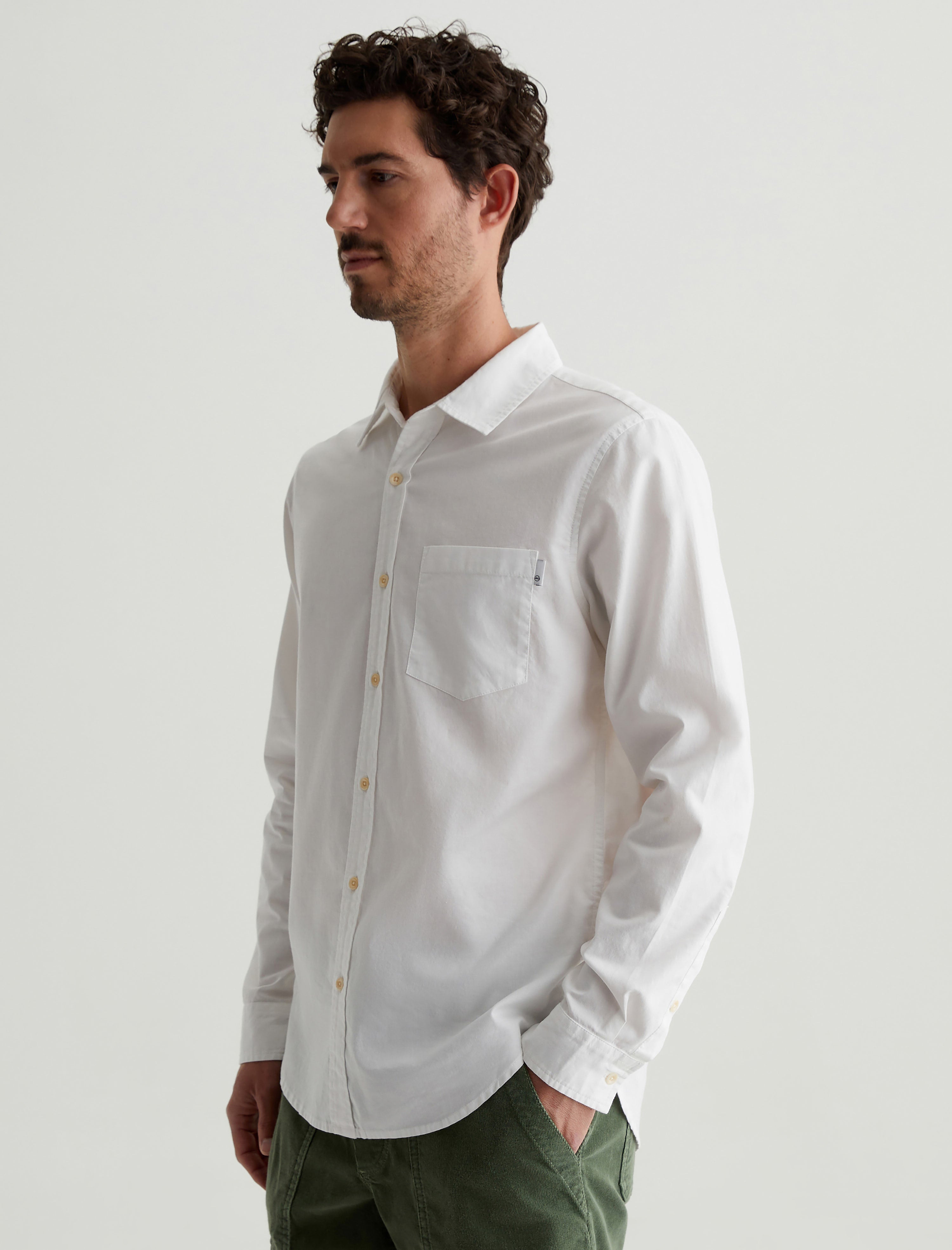 Aiden Shirt White Classic Button Up Shirt Men Top Photo 6