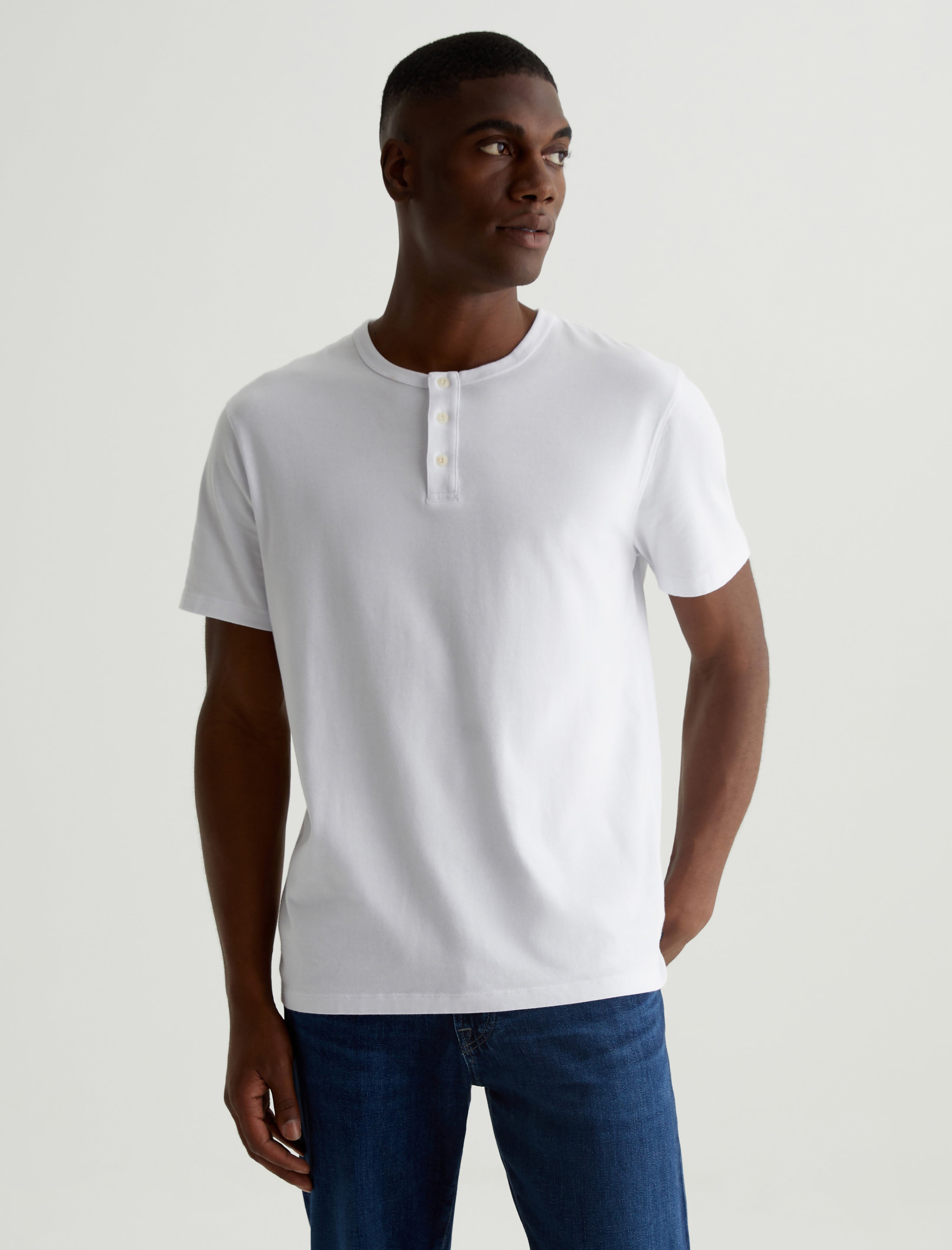 Bryce Short Sleeve Henley True White Classic Henley T-Shirt Men Top Photo 1