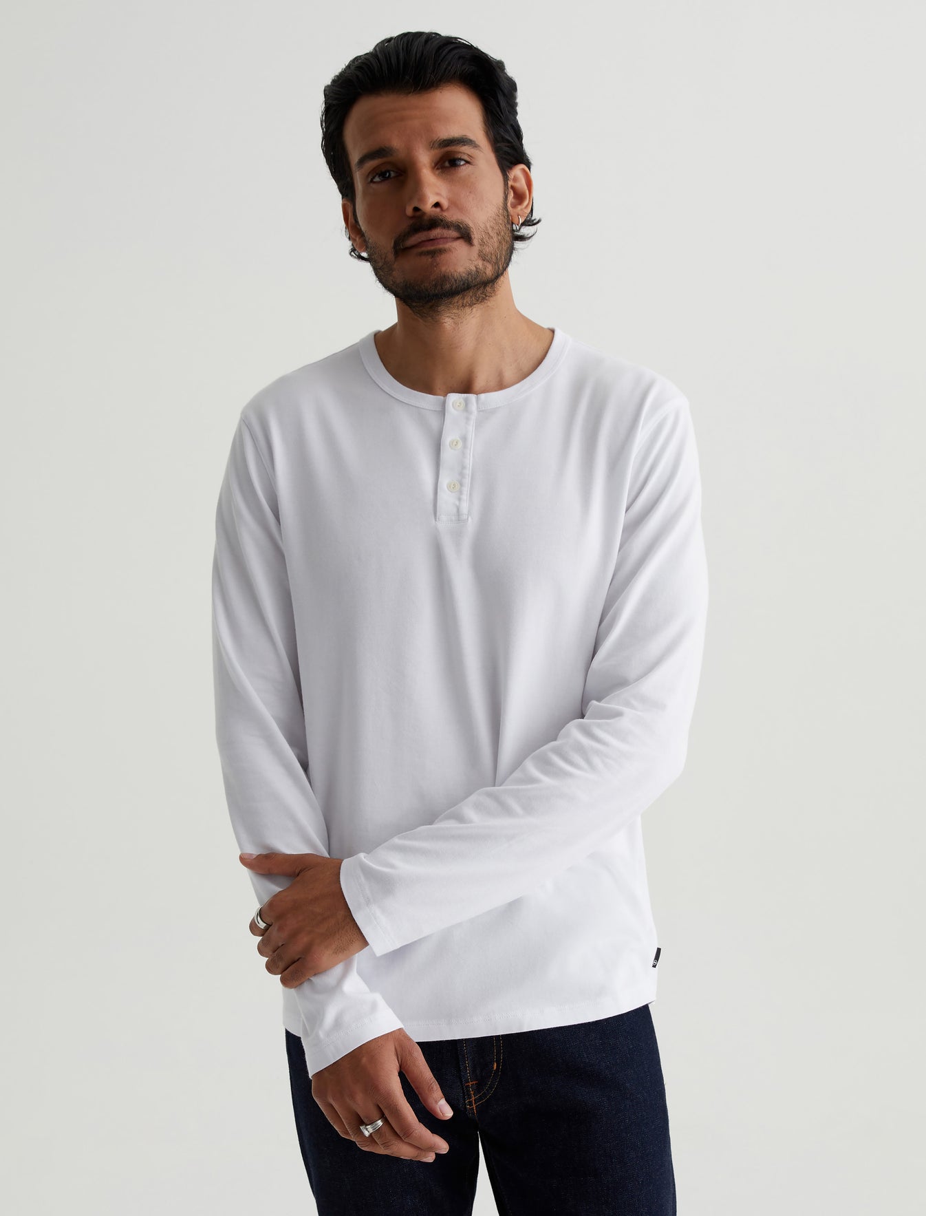 Mens Bryce Long Sleeve Henley True White at AG Jeans Official Store