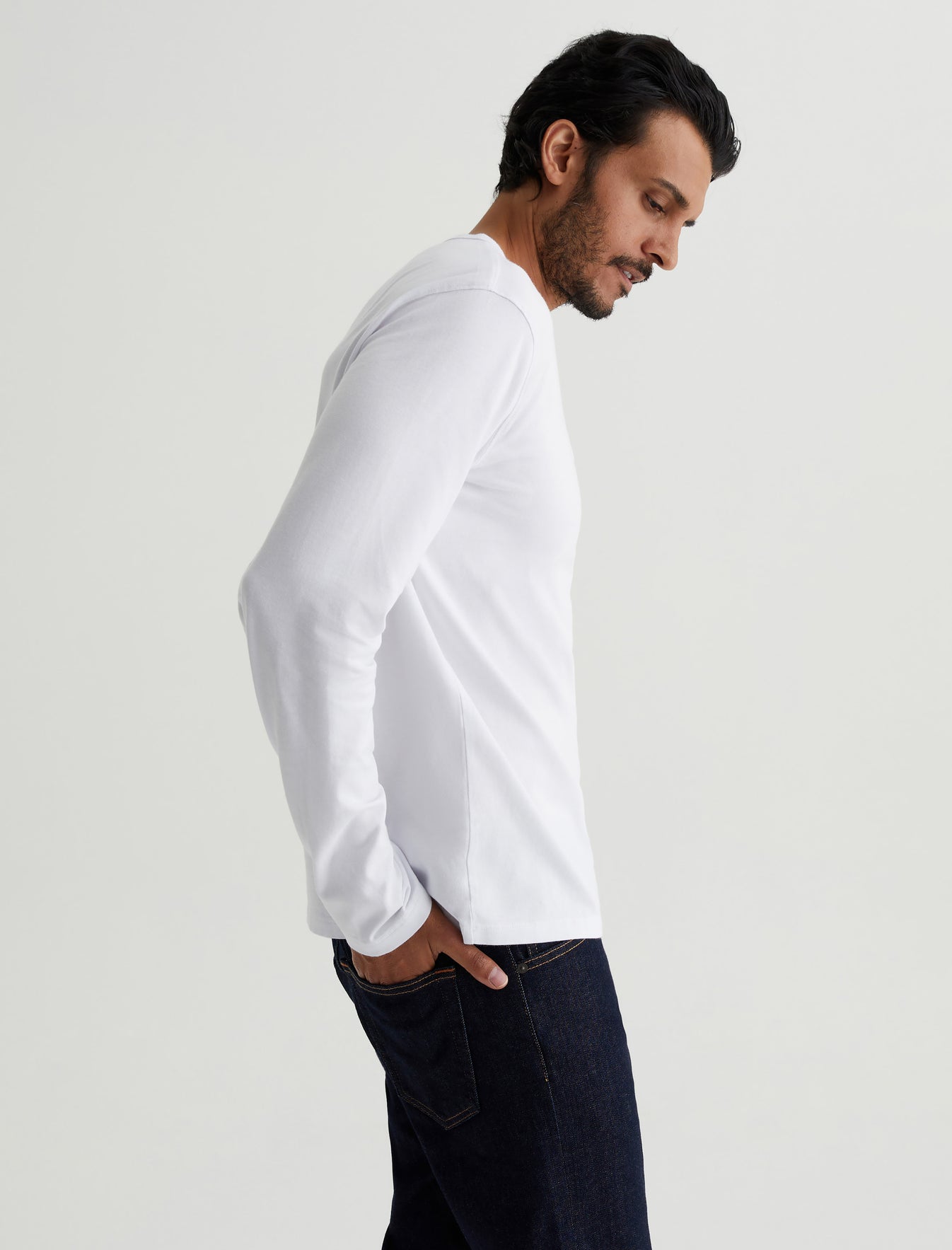 Bryce Henley True White Classic Fit Long Sleeve Henley T-Shirt Mens Top Photo 5
