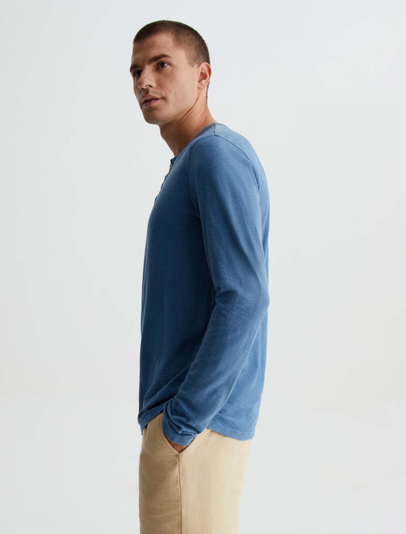 Bryce L/S Henley 5 Years Rio Azul Classic Fit Long Sleeve Henley T-Shirt Mens Top Photo 4