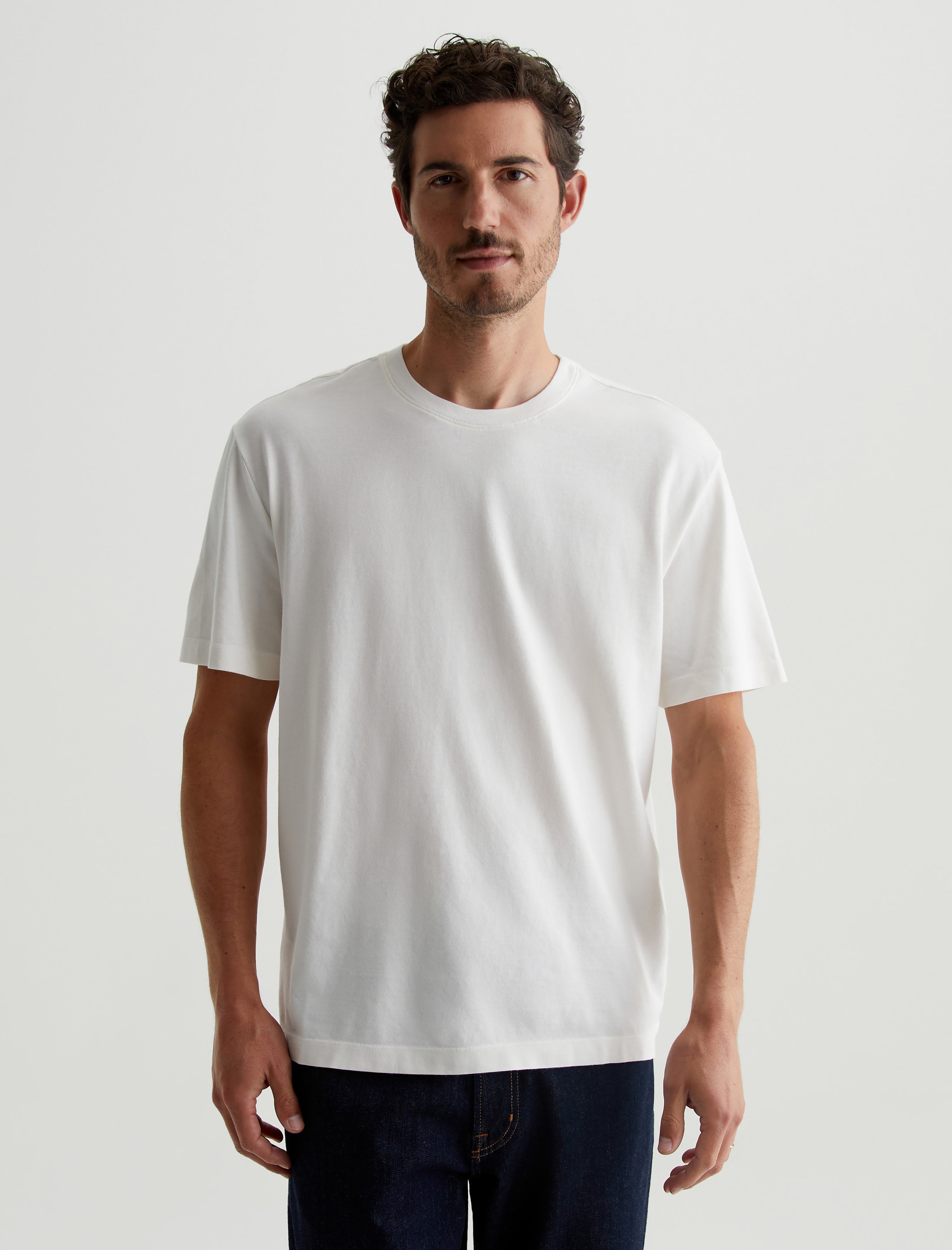 Wesley Crew Ivory Dust Relaxed T-Shirt Men Top Photo 1