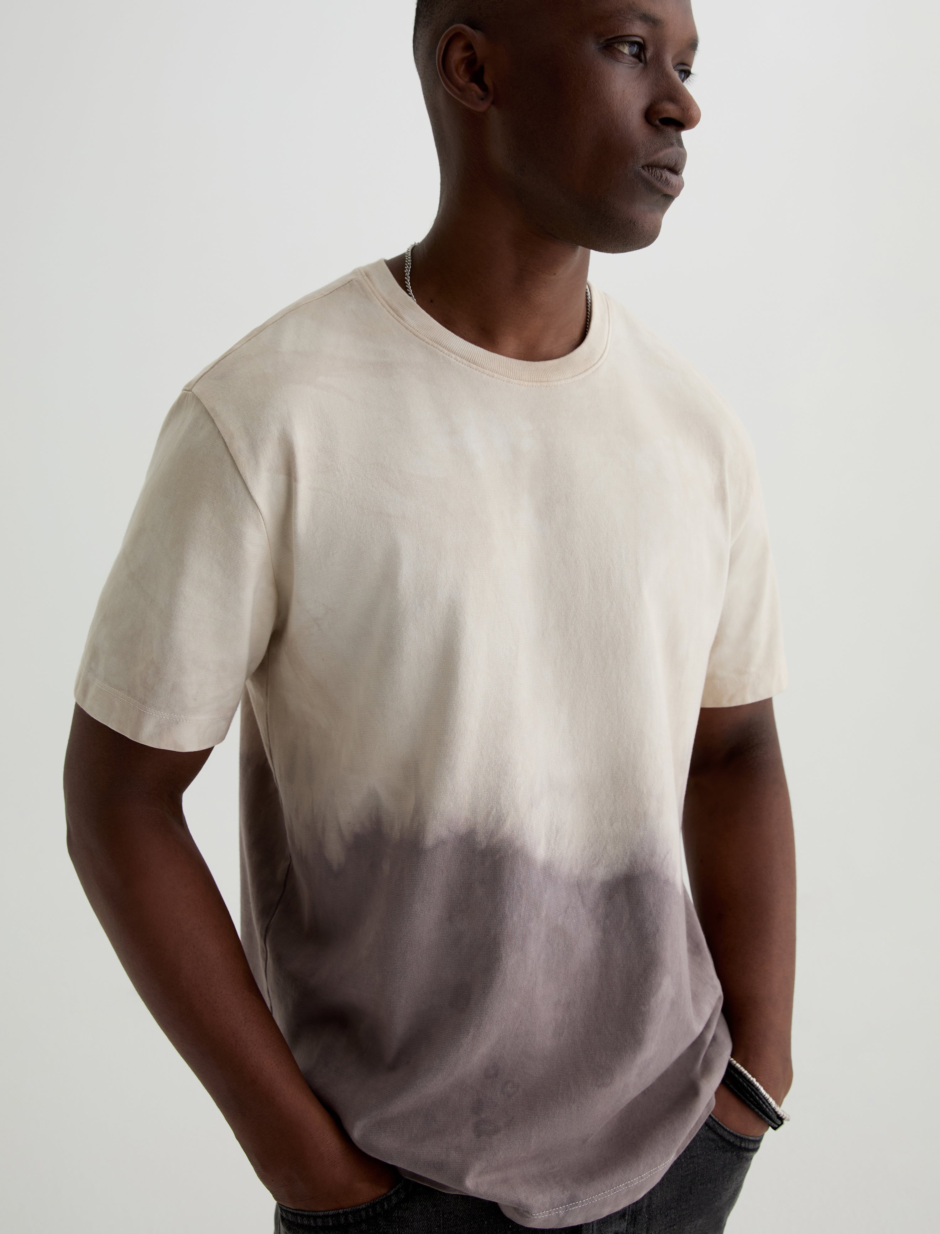 Wesley Crew Natural Dye Grey Multi Earth Day Collection Relaxed T shirt Men Top Photo 2