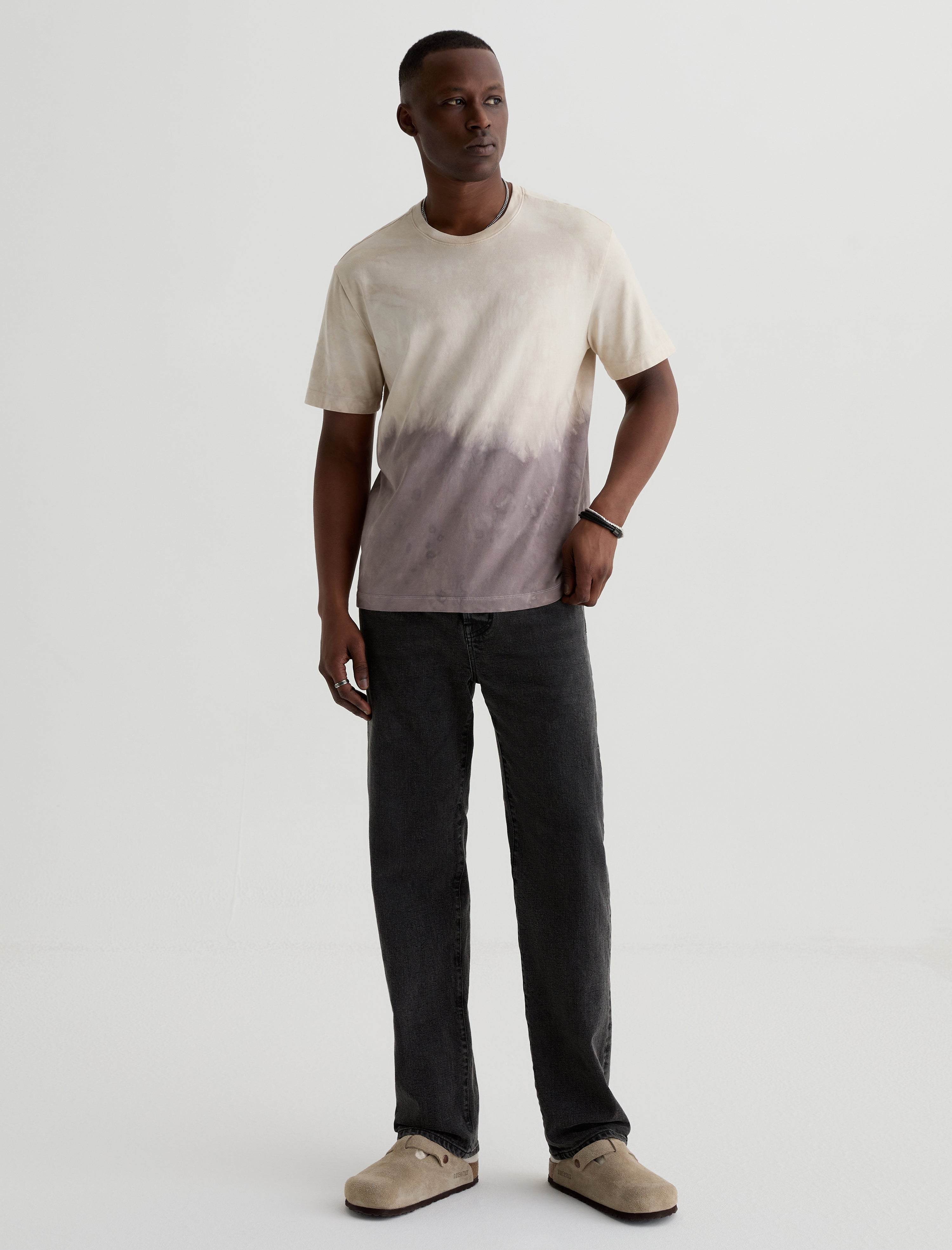 Wesley Crew Natural Dye Grey Multi Earth Day Collection Relaxed T shirt Men Top Photo 4