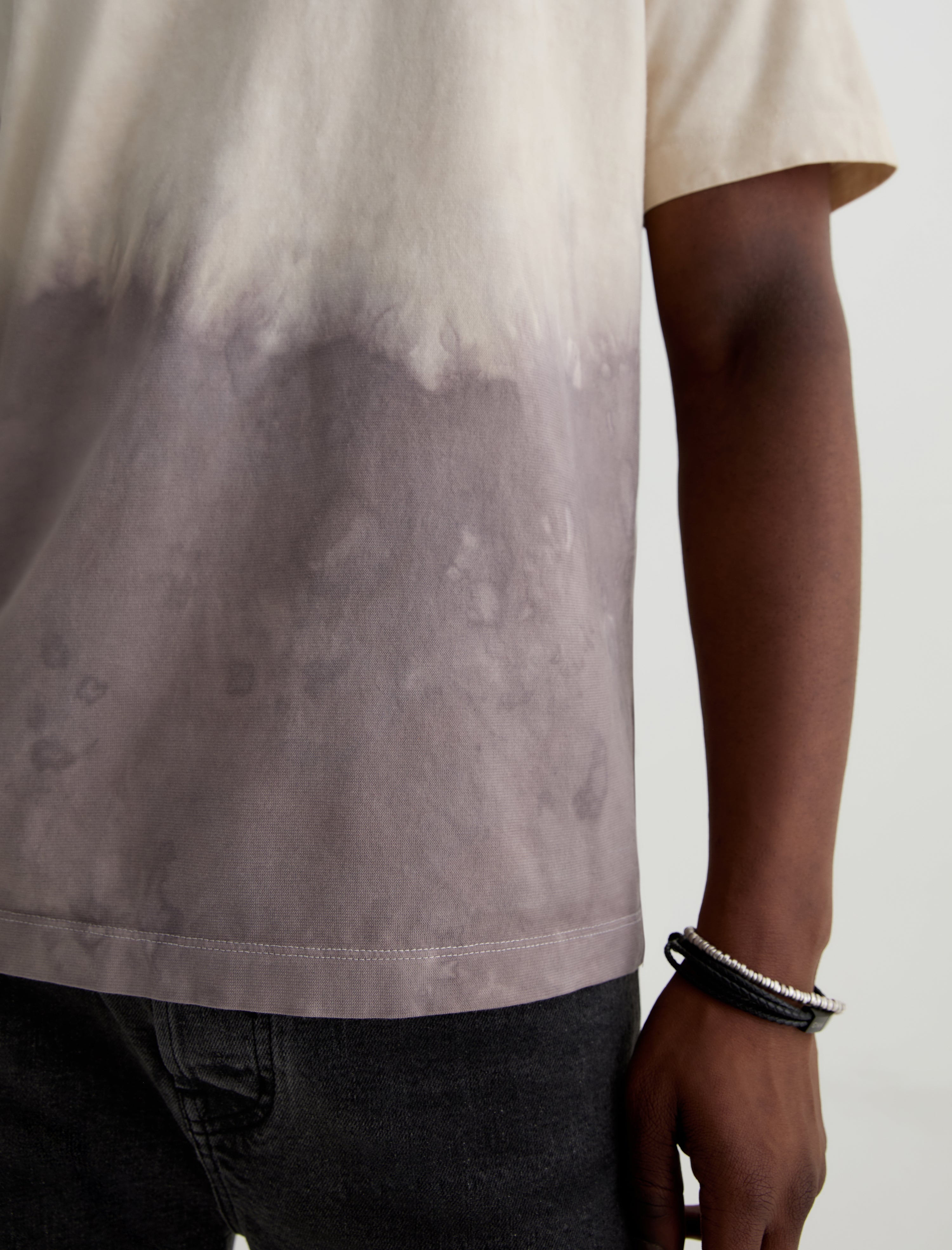 Wesley Crew Natural Dye Grey Multi Earth Day Collection Relaxed T shirt Men Top Photo 5