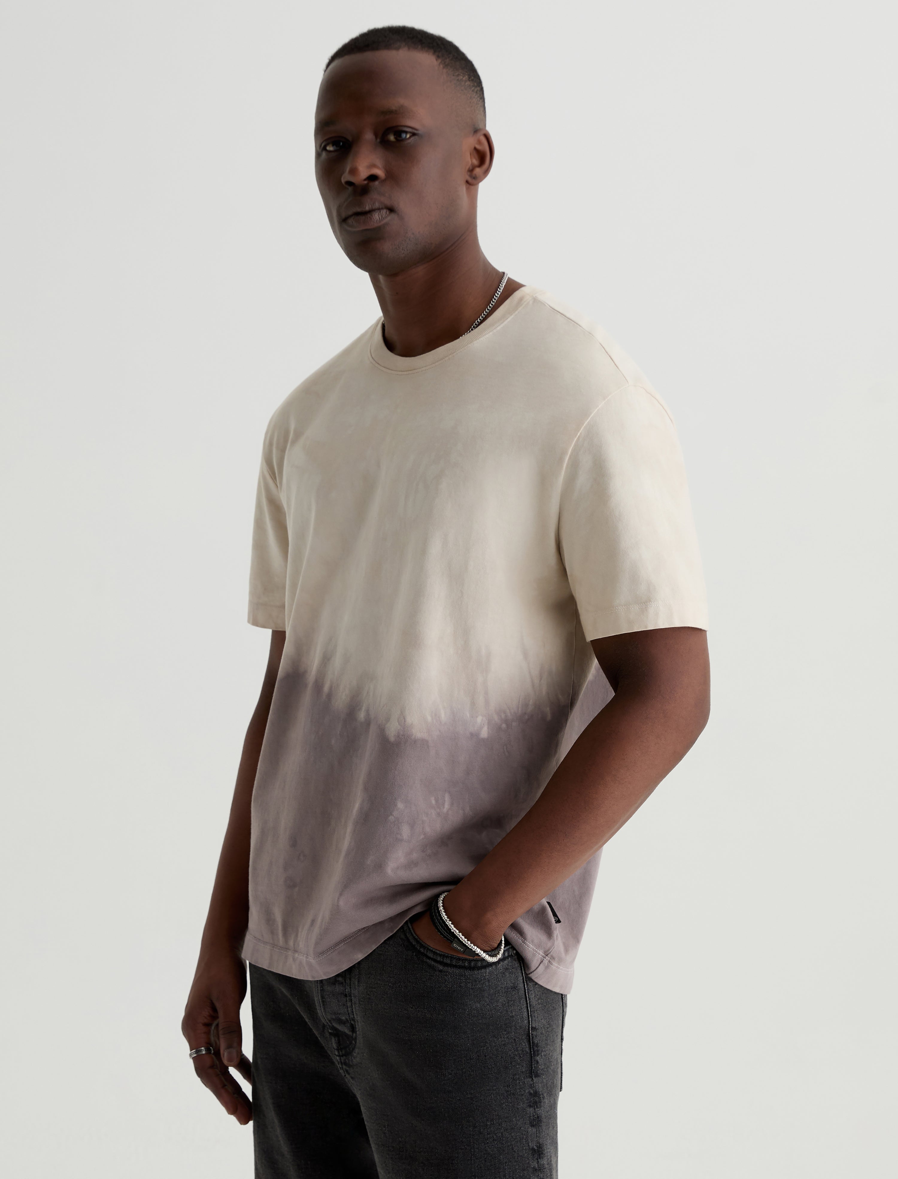 Wesley Crew Natural Dye Grey Multi Earth Day Collection Relaxed T shirt Men Top Photo 6