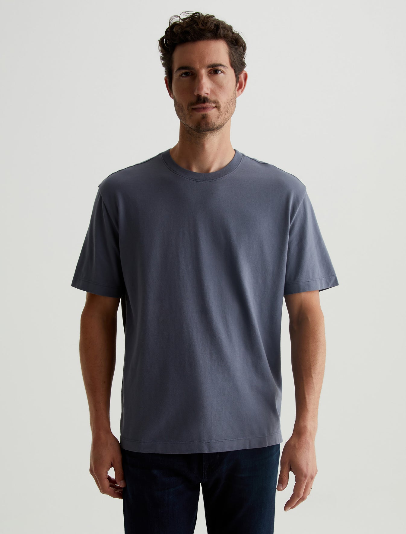 Wesley Crew Slate Sky Relaxed Fit Short Sleeve T-Shirt Mens Top Photo 1