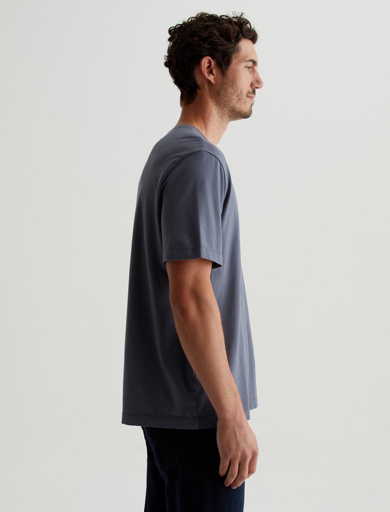 Wesley Crew Slate Sky Relaxed Fit Short Sleeve T-Shirt Mens Top Photo 3