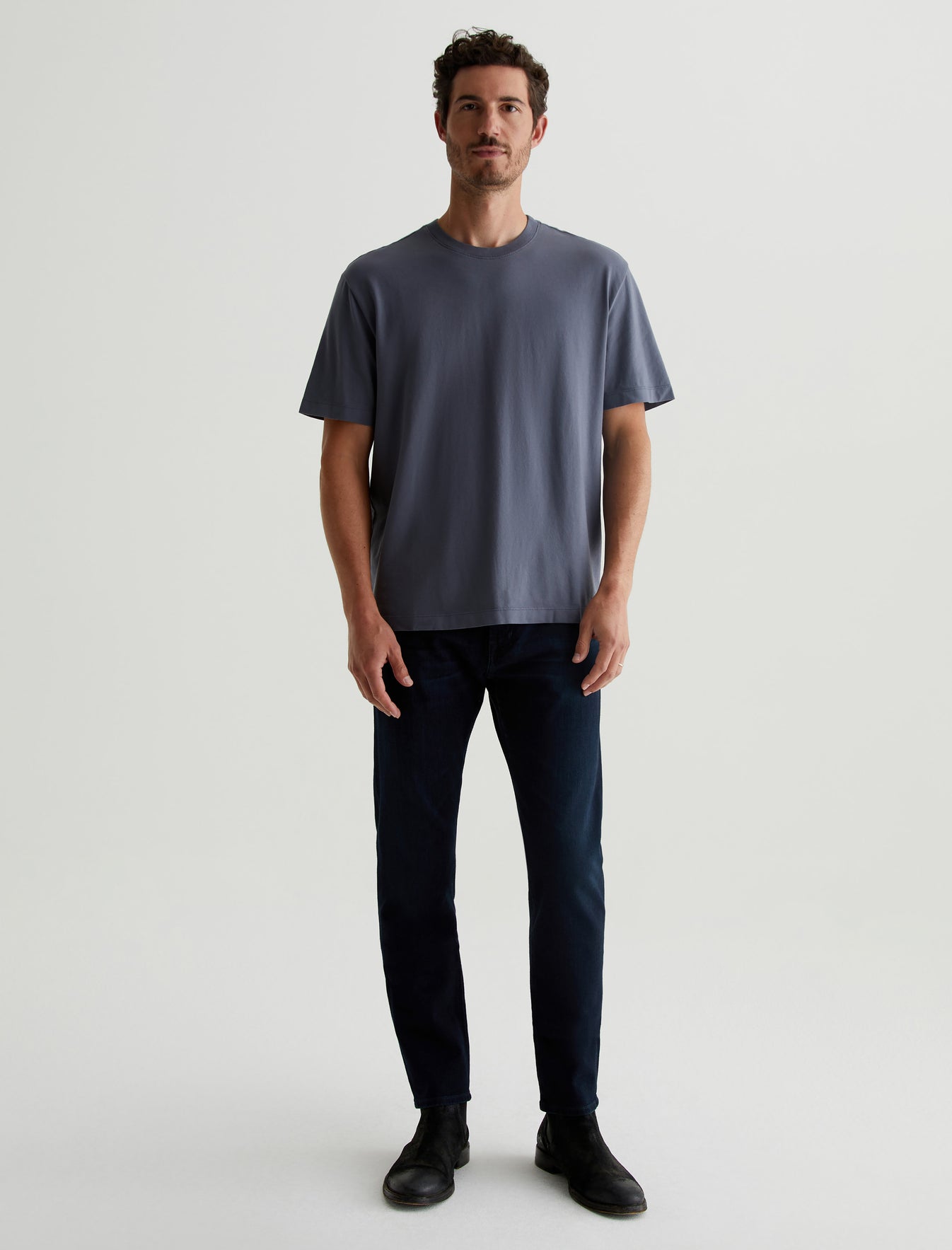 Wesley Crew Slate Sky Relaxed Fit Short Sleeve T-Shirt Mens Top Photo 4