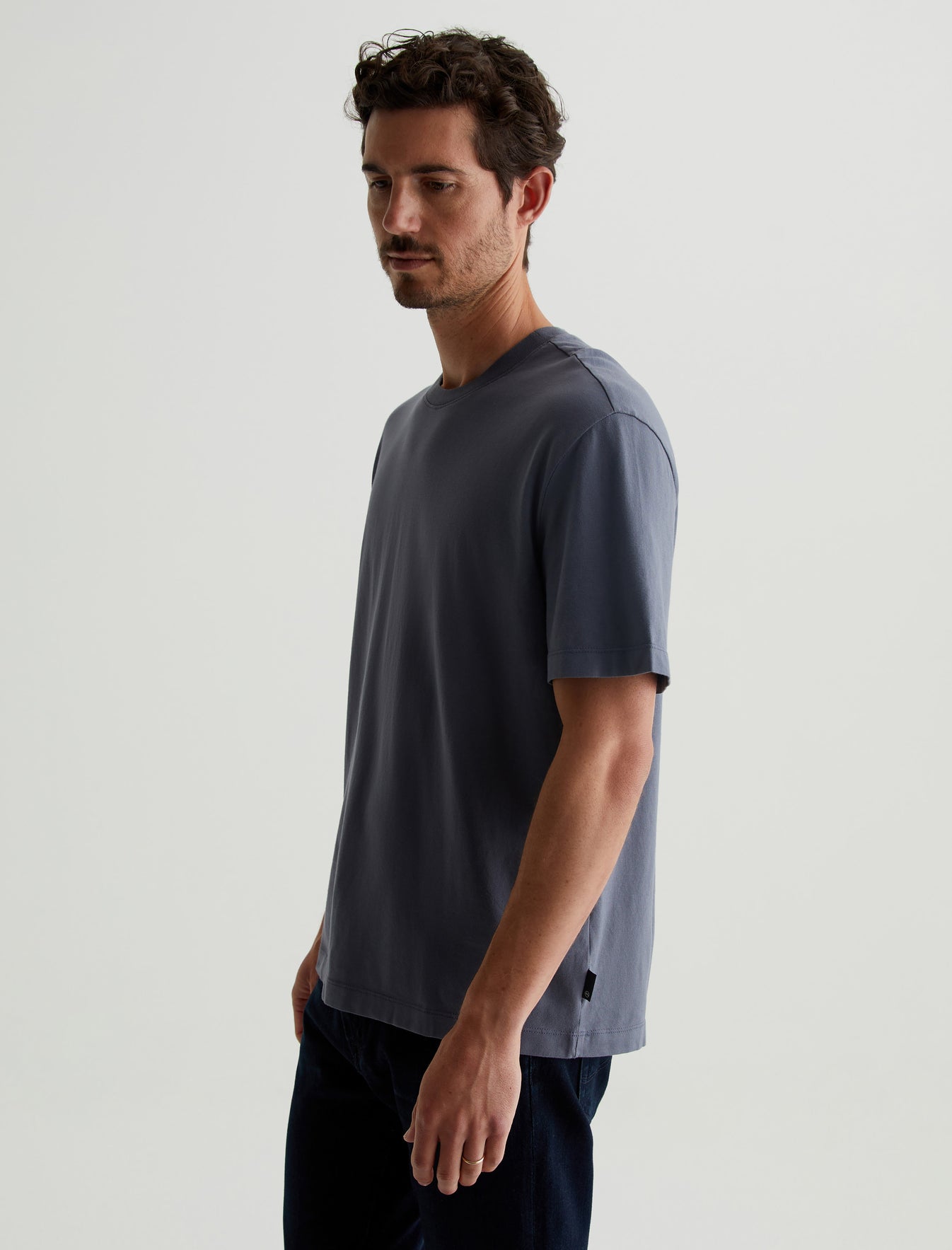 Wesley Crew Slate Sky Relaxed Fit Short Sleeve T-Shirt Mens Top Photo 6