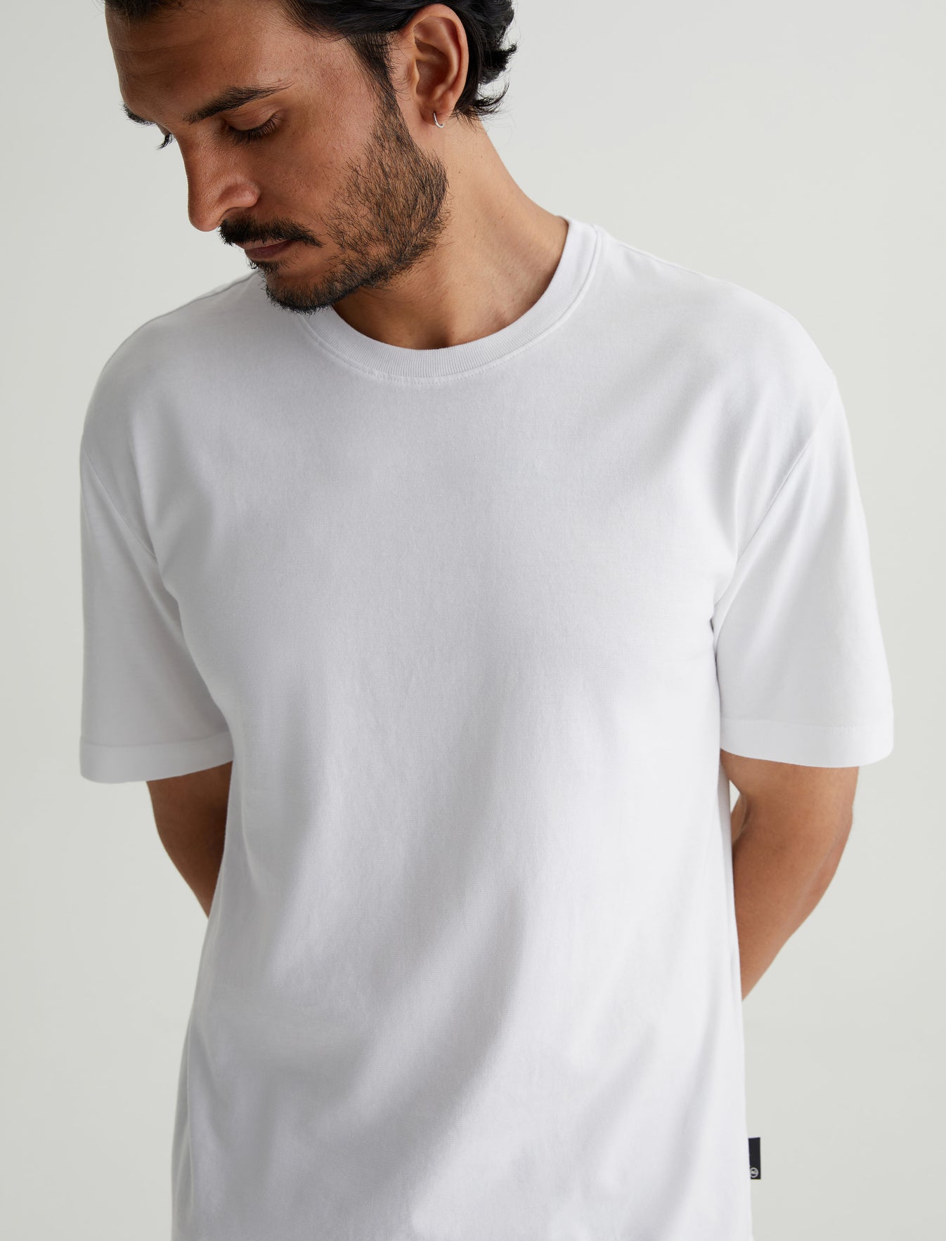 Wesley Crew True White Relaxed Fit Short Sleeve T-Shirt Mens Top Photo 3