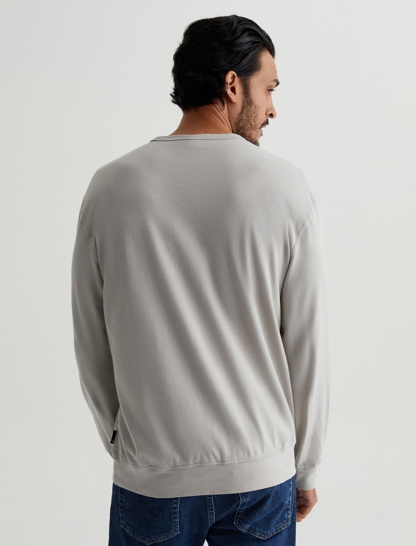 Wesley Pullover Silver Grey Relaxed Fit Long Sleeve Crew Neck Pullover Mens Top Photo 6