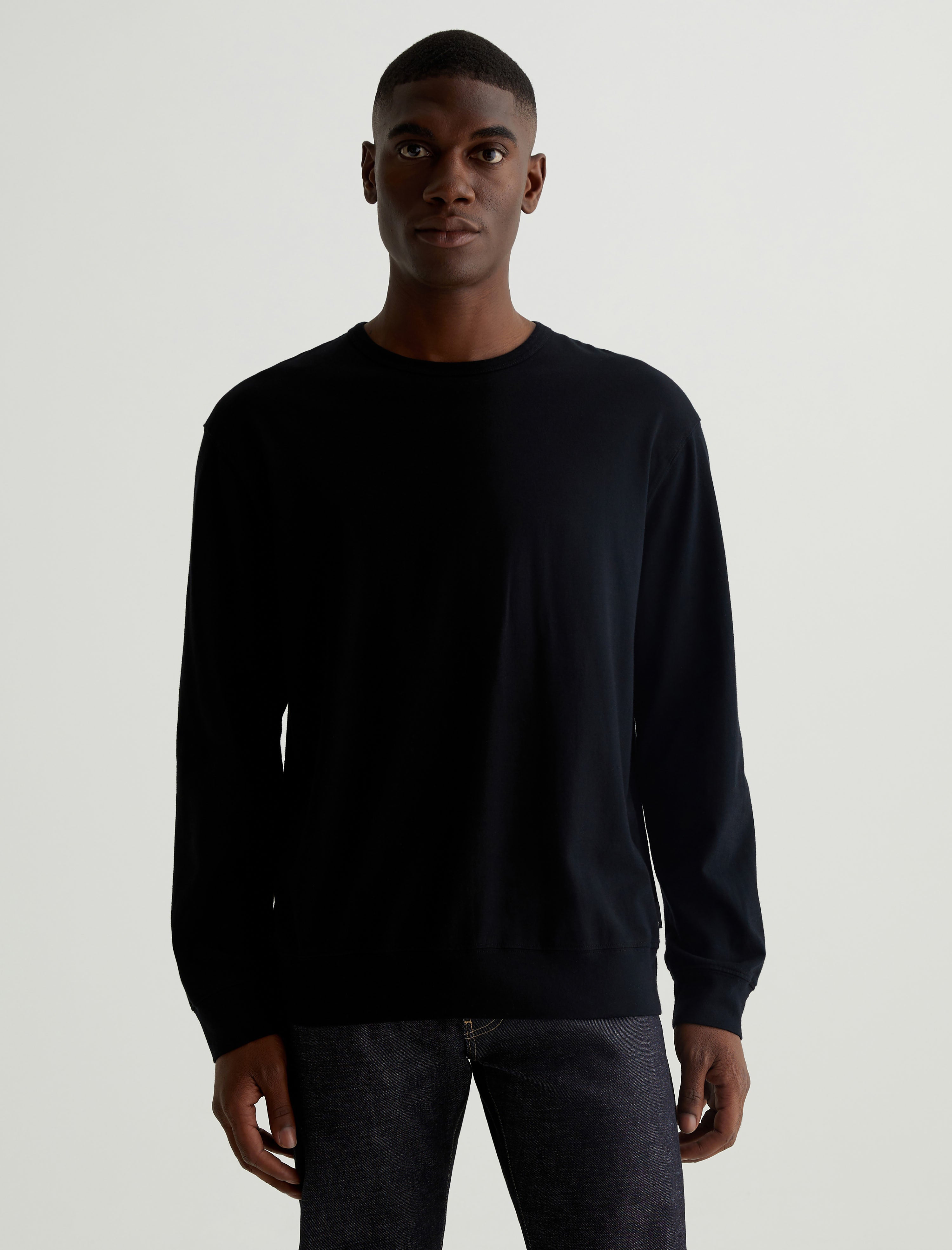 Wesley Hoodie True Black Relaxed Fit Long Sleeve Hooded T-Shirt Mens Top Photo 1