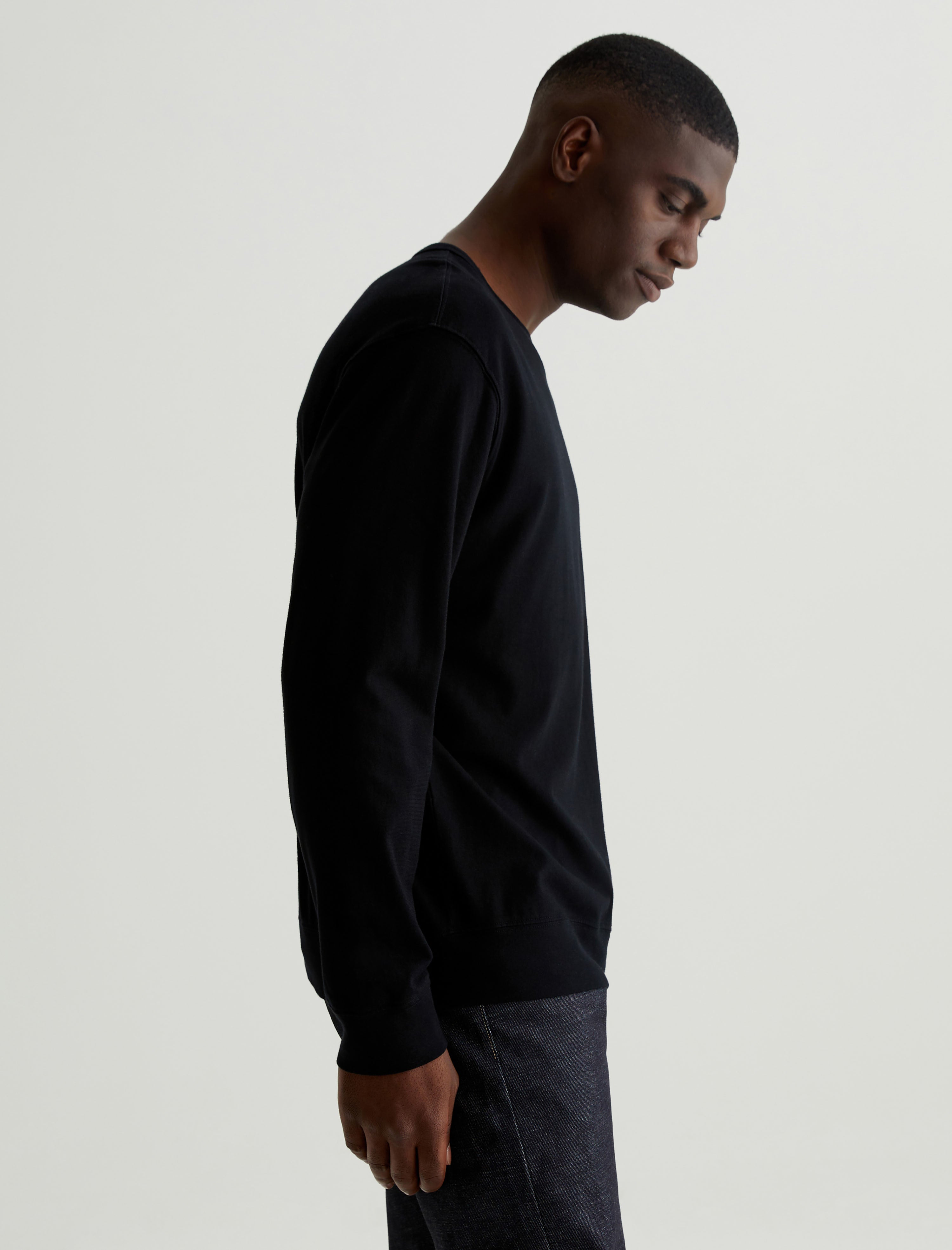 Wesley Hoodie True Black Relaxed Fit Long Sleeve Hooded T-Shirt Mens Top Photo 3