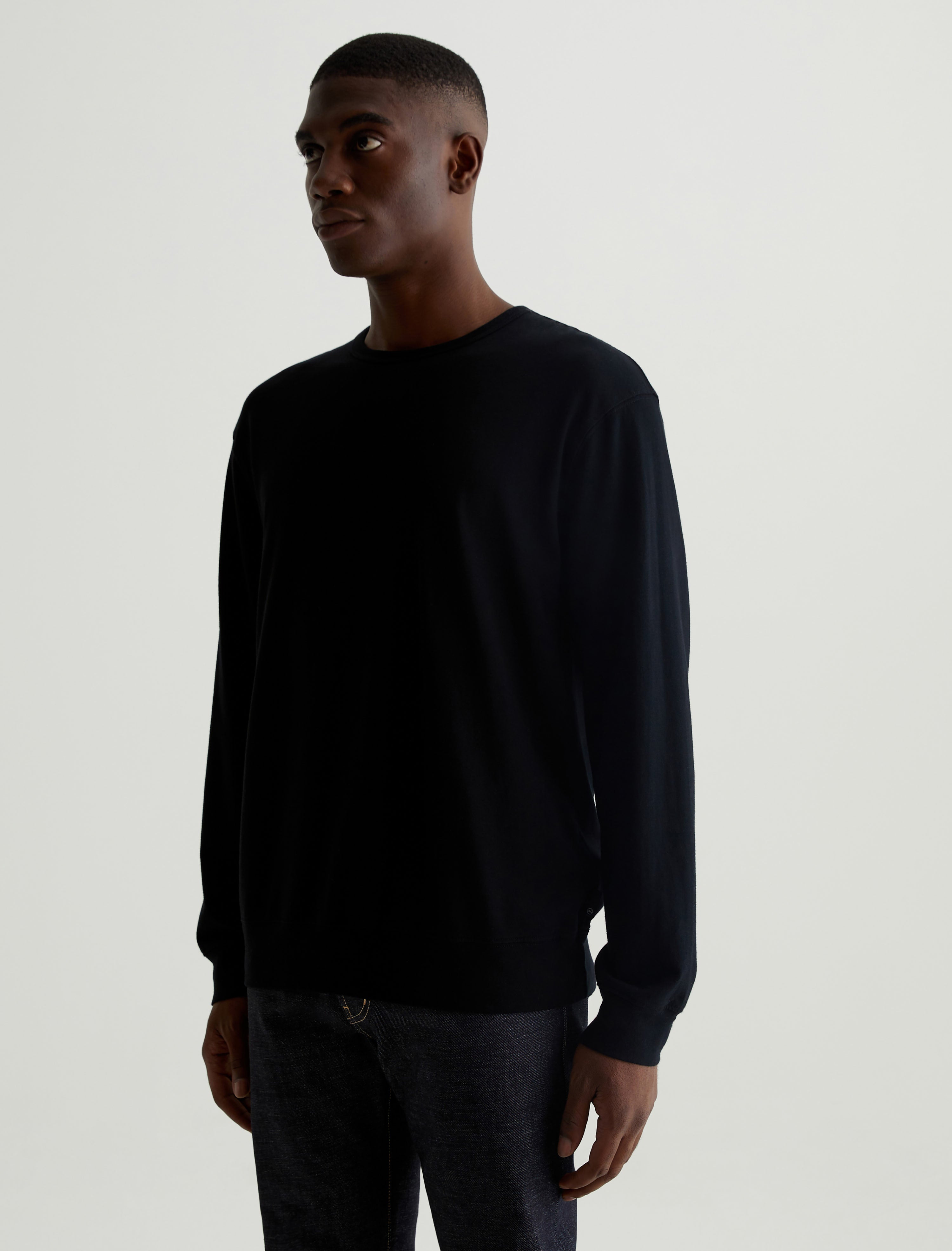 Wesley Hoodie True Black Relaxed Fit Long Sleeve Hooded T-Shirt Mens Top Photo 6
