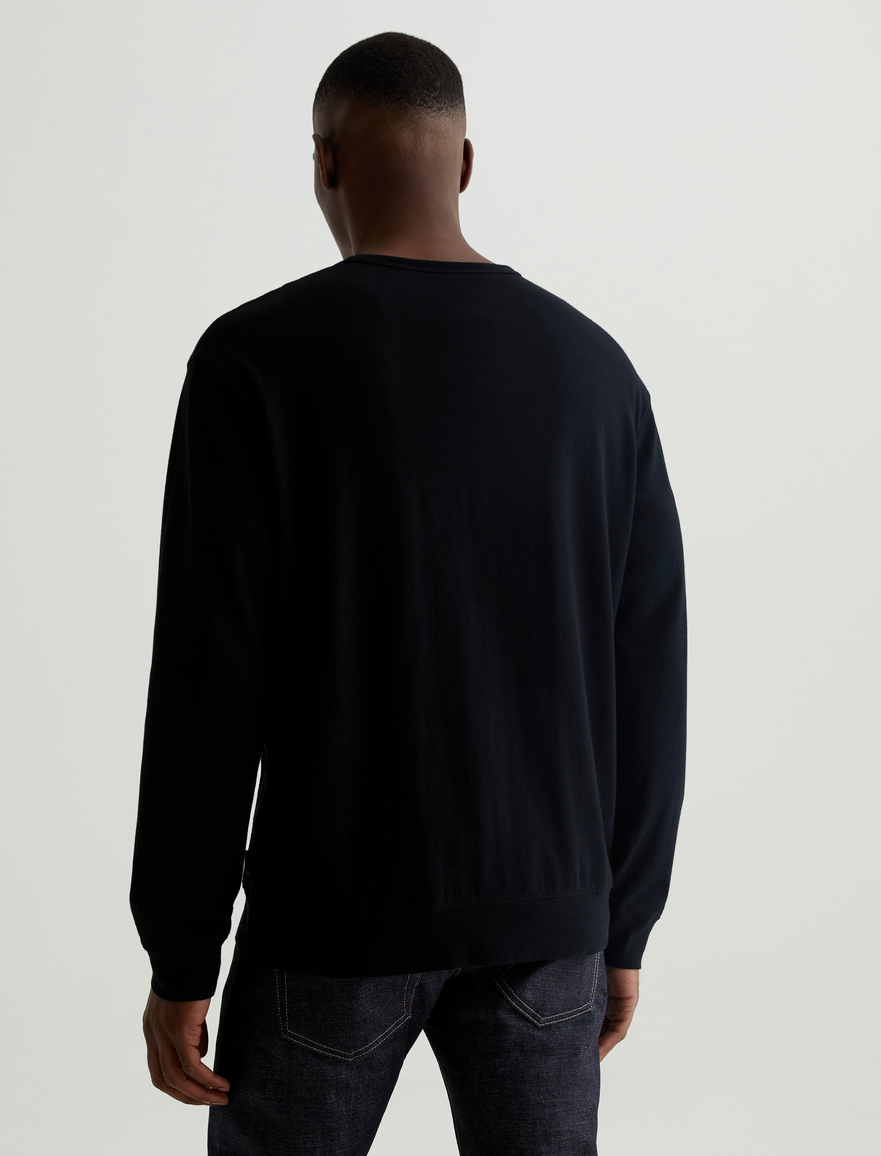 Wesley Hoodie True Black Relaxed Fit Long Sleeve Hooded T-Shirt Mens Top Photo 7