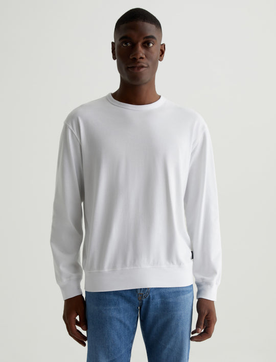 Wesley Pullover True White Relaxed Fit Long Sleeve Crew Neck Pullover Mens Top Photo 1