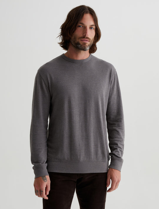 Wesley Pullover Anthracite Relaxed Fit Long Sleeve Crew Neck Pullover Mens Top Photo 1