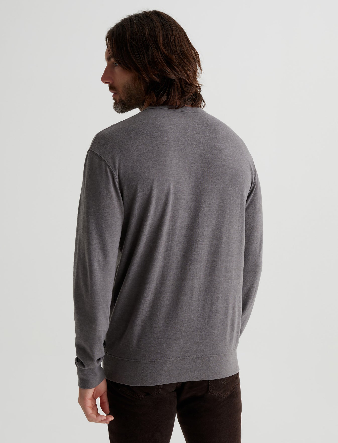 Wesley Pullover Anthracite Relaxed Fit Long Sleeve Crew Neck Pullover Mens Top Photo 6