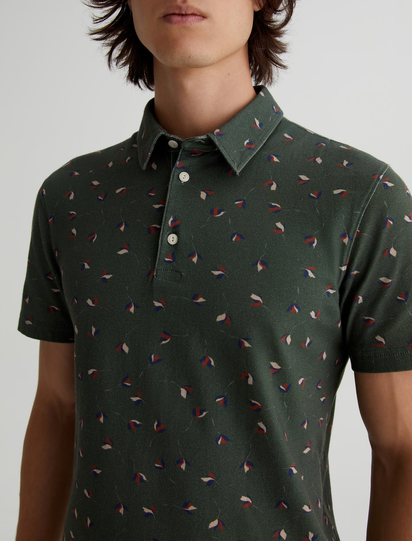 Bryce S/S Polo Fallen Leaves Green Multi Classic Fit Short Sleeve Polo T-Shirt Mens Top Photo 2