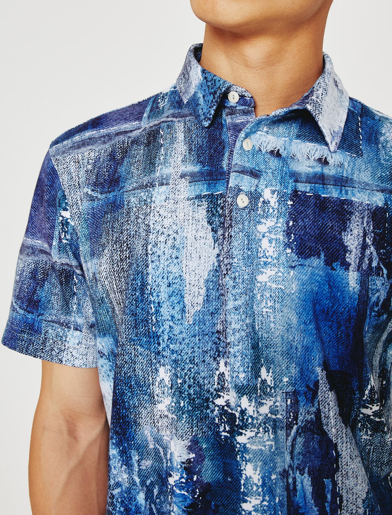 Bryce Polo Washed Denim -Multi Color Classic Short Sleeve Polo Men Top Photo 2