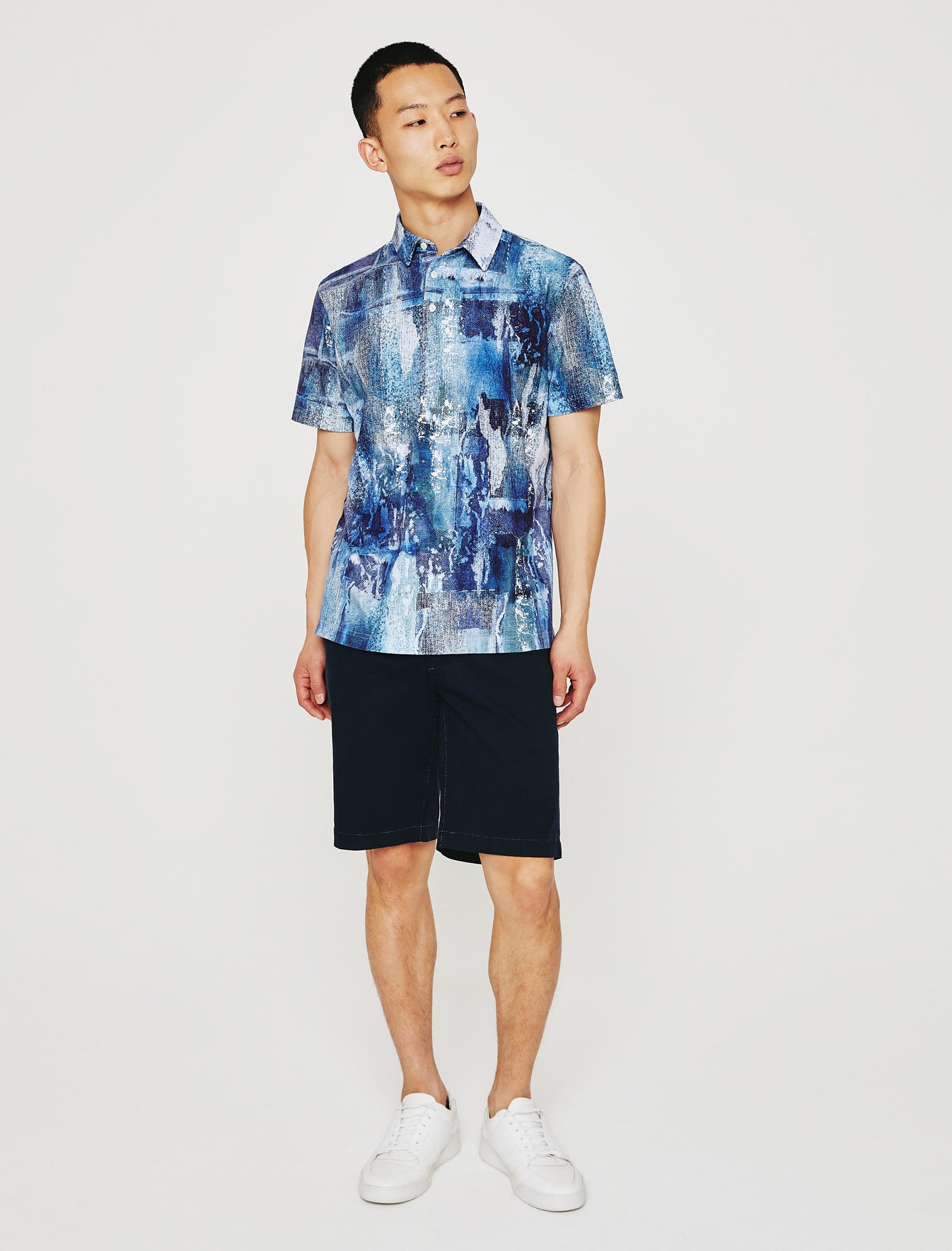 Bryce Polo Washed Denim -Multi Color Classic Short Sleeve Polo Men Top Photo 4