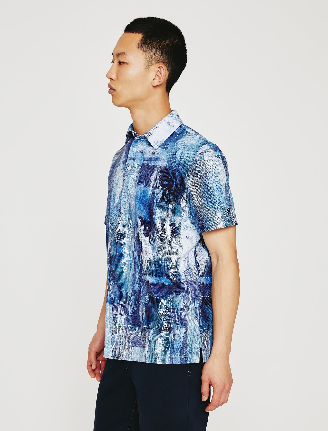 Bryce Polo Washed Denim -Multi Color Classic Short Sleeve Polo Men Top Photo 5
