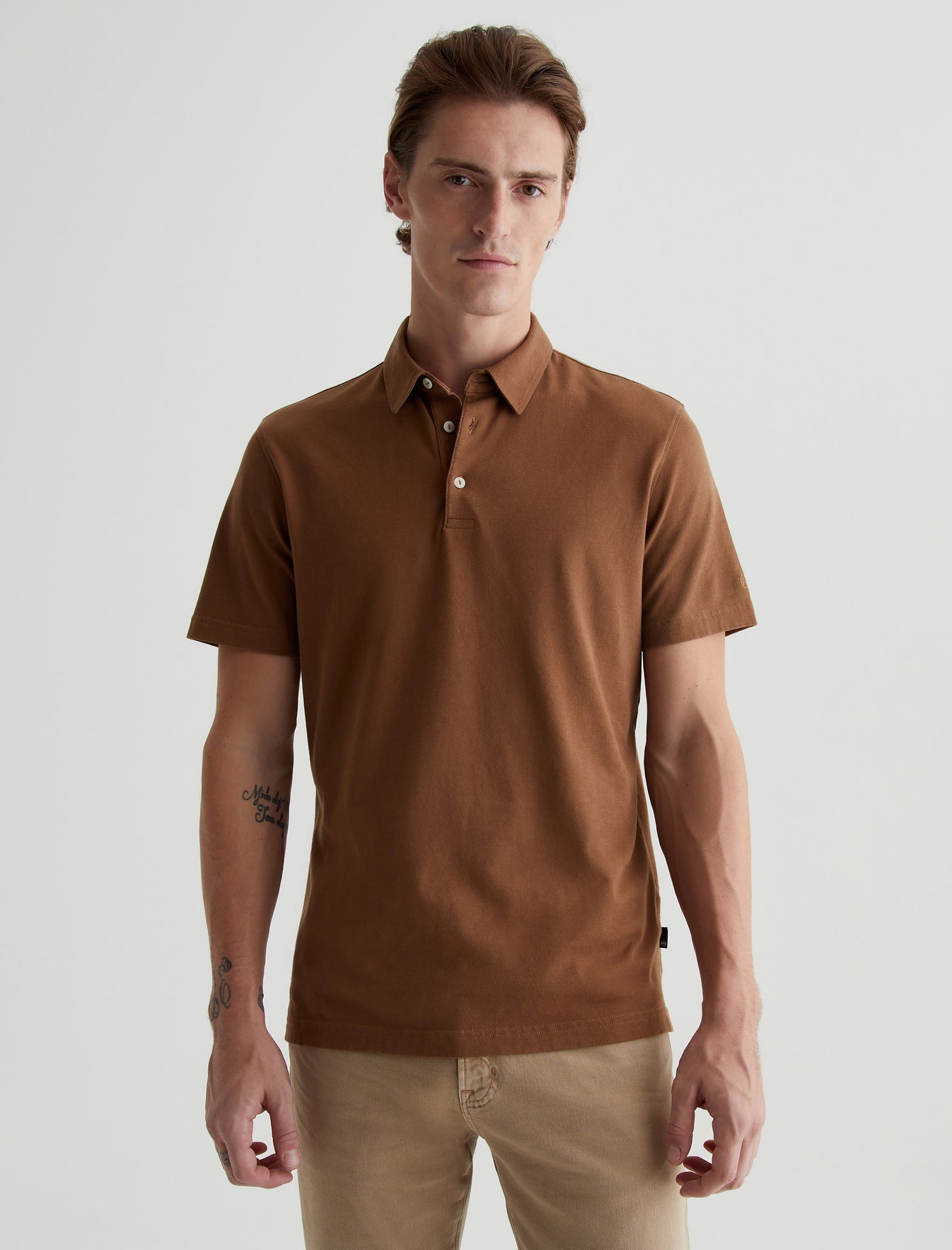 Ultra-Light Peruvian Cotton Two-Button Short-Sleeve Polo Shirt