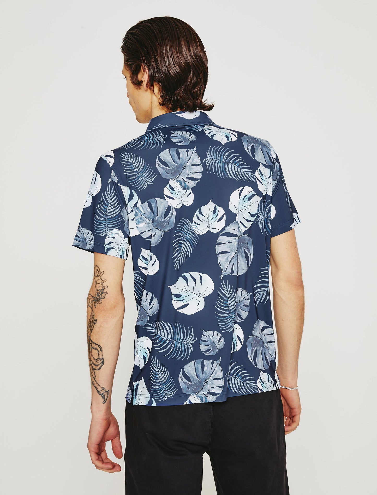 Bryce Polo TROPICAL FRONDS DEEP NAVY MULTI Classic Short Sleeve Polo (Performance) Men Top Photo 6