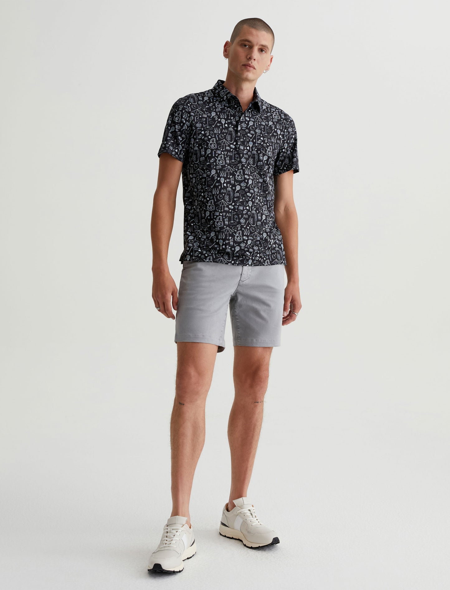 Bryce S/S Polo Sports Doodle Black Classic Fit Short Sleeve Polo T-Shirt Mens Top Photo 2