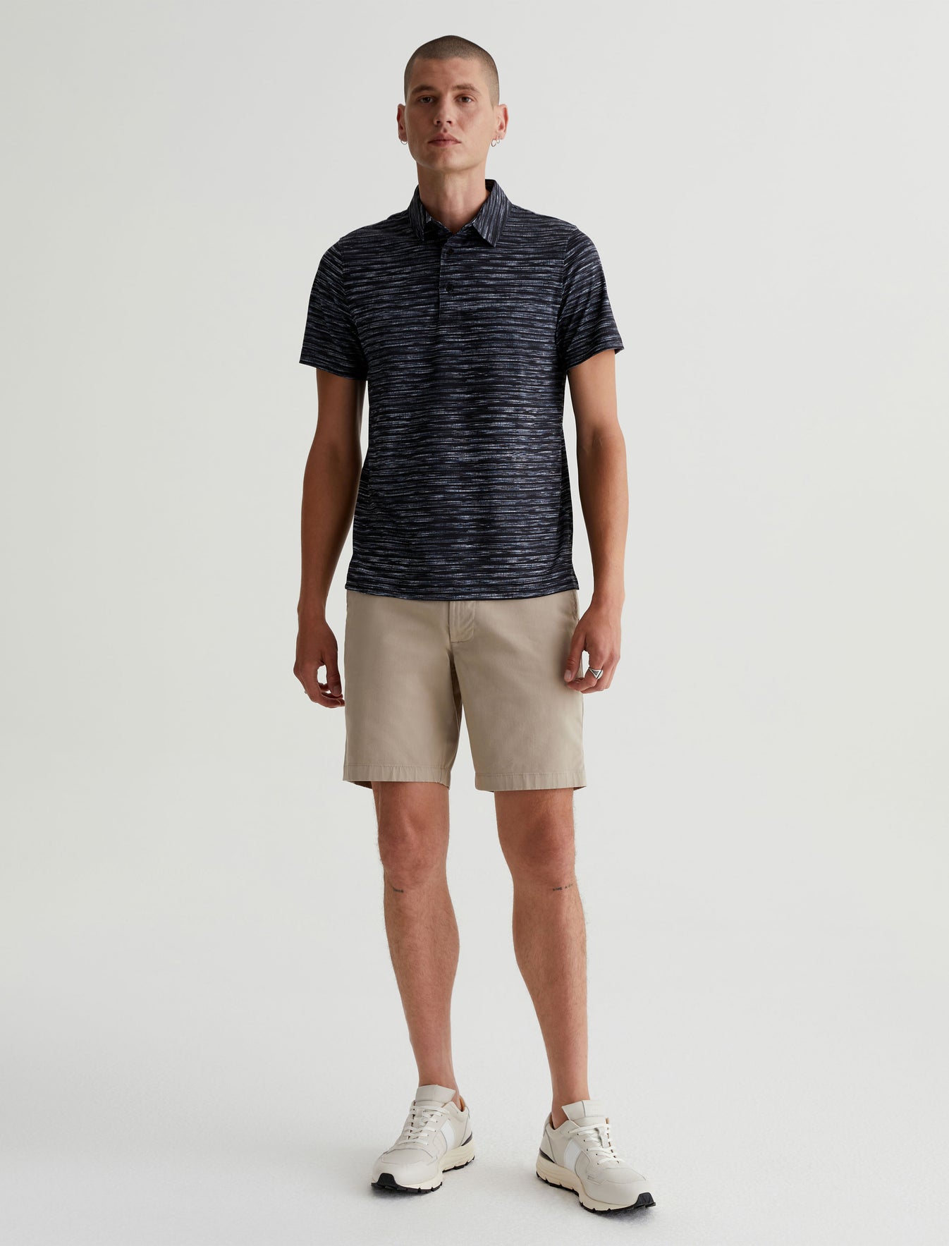 Bryce S/S Polo Slub Stripe Black Classic Fit Short Sleeve Polo T-Shirt Mens Top Photo 2