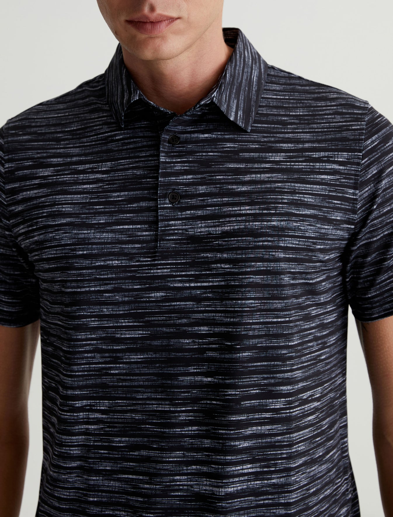 Bryce S/S Polo Slub Stripe Black Classic Fit Short Sleeve Polo T-Shirt Mens Top Photo 3