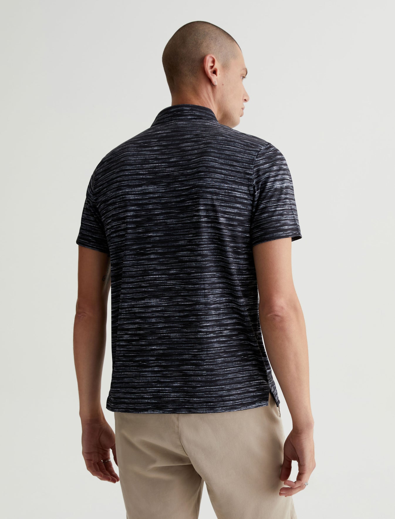 Bryce S/S Polo Slub Stripe Black Classic Fit Short Sleeve Polo T-Shirt Mens Top Photo 6
