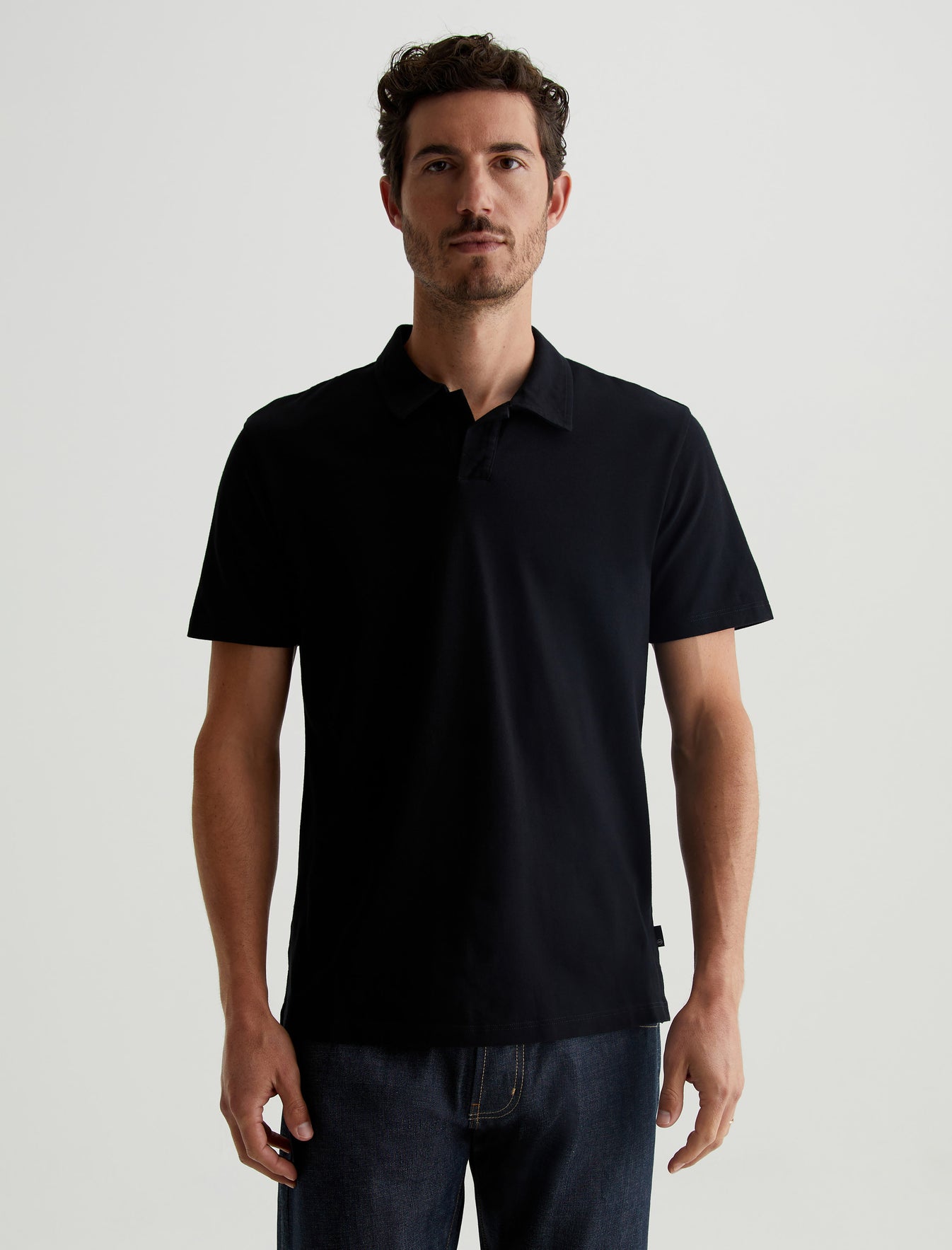Bryce Johnny Collar True Black Classic Fit Short Sleeve Johnny Collar Mens Top Photo 1