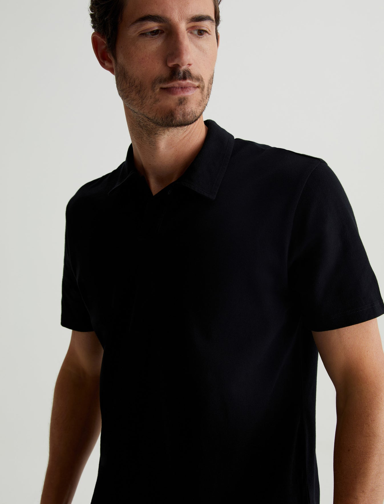 Bryce Johnny Collar True Black Classic Fit Short Sleeve Johnny Collar Mens Top Photo 2