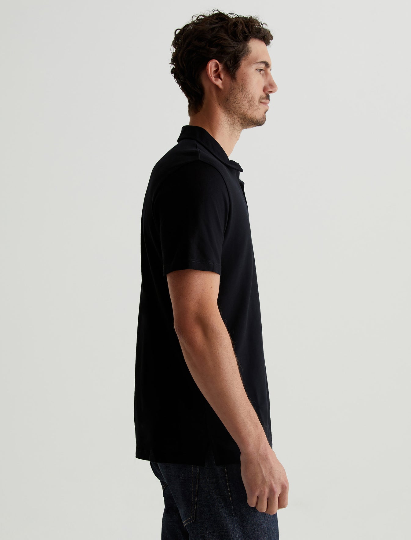 Bryce Johnny Collar True Black Classic Fit Short Sleeve Johnny Collar Mens Top Photo 3