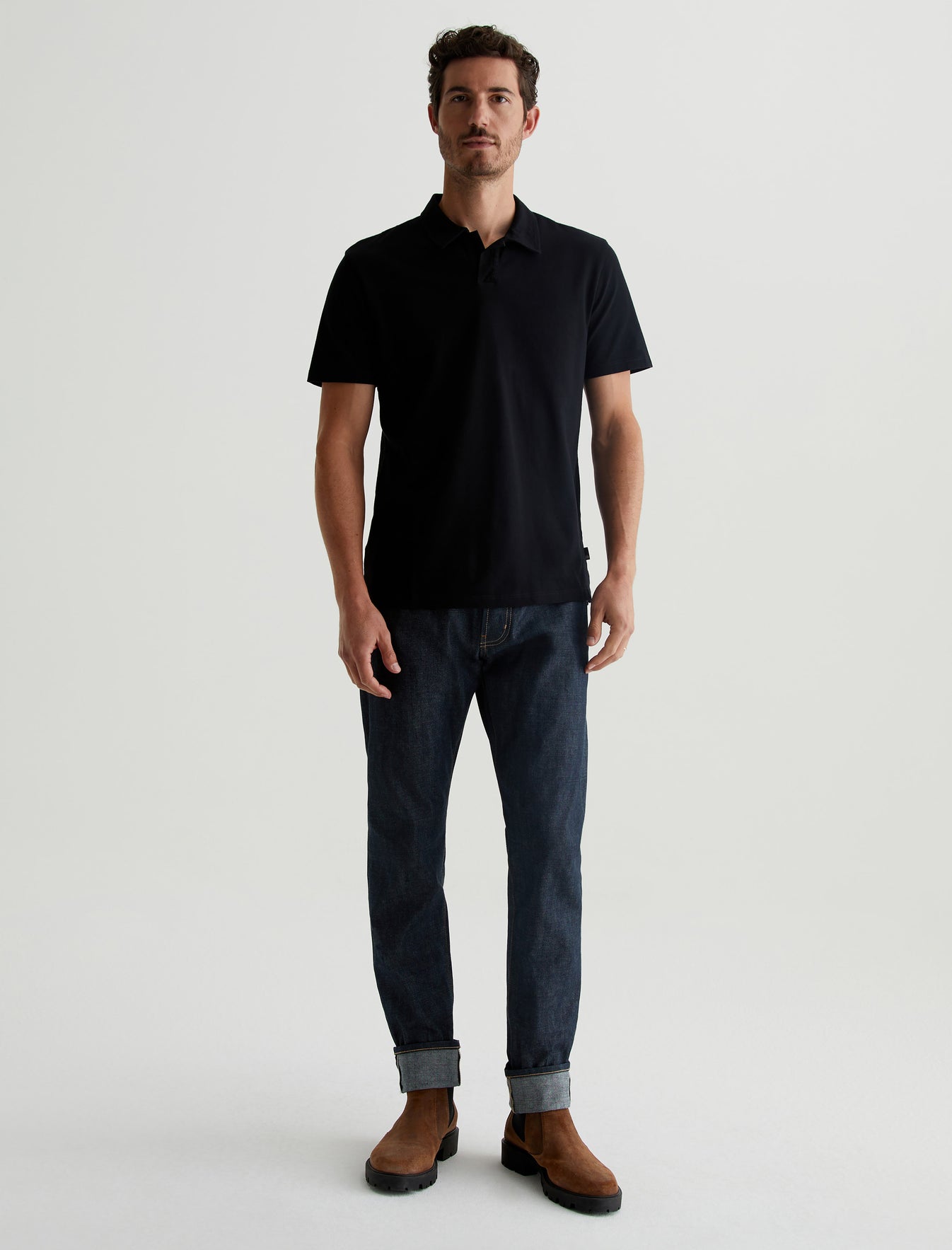 Bryce Johnny Collar True Black Classic Fit Short Sleeve Johnny Collar Mens Top Photo 4