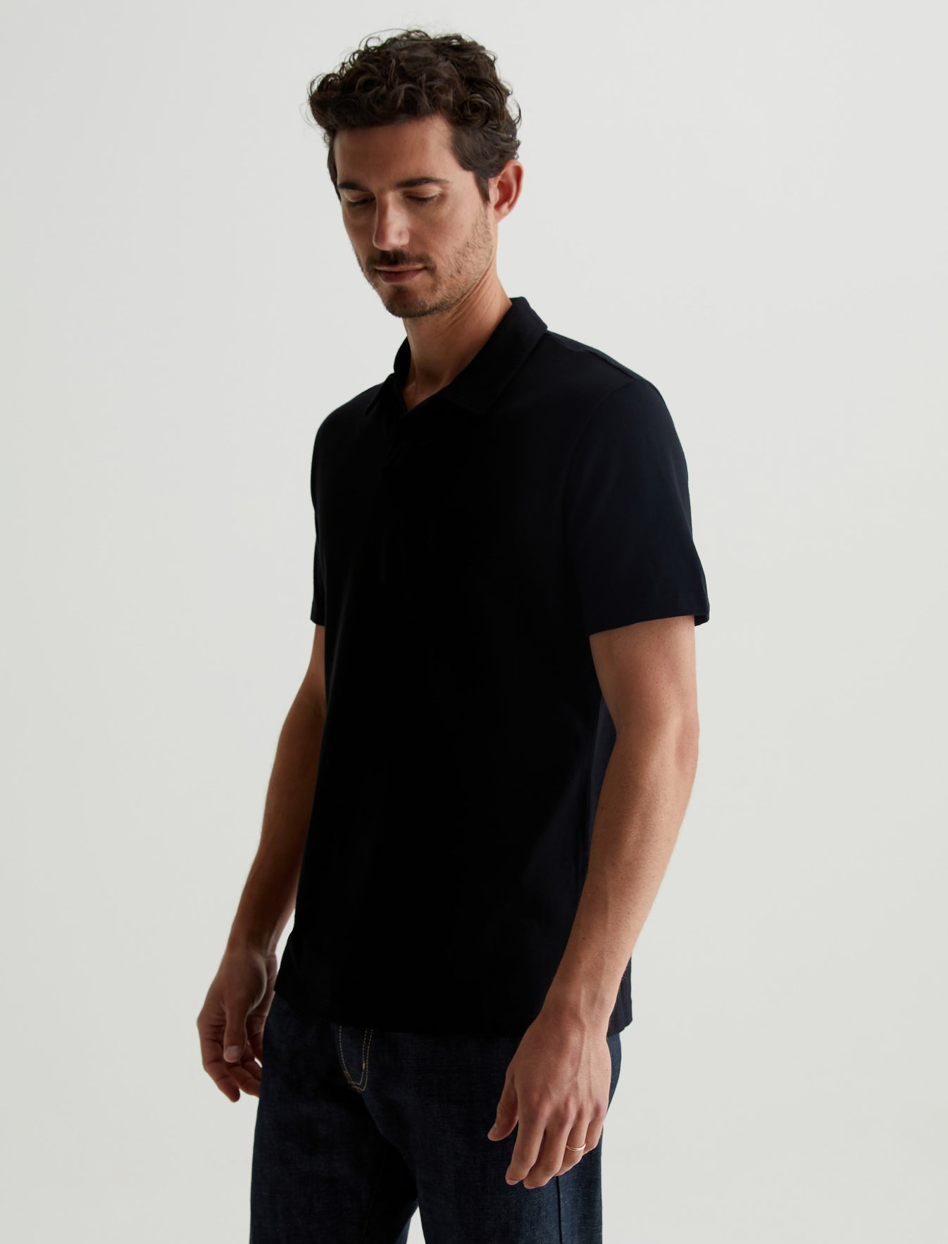 Bryce Johnny Collar True Black Classic Fit Short Sleeve Johnny Collar Mens Top Photo 6